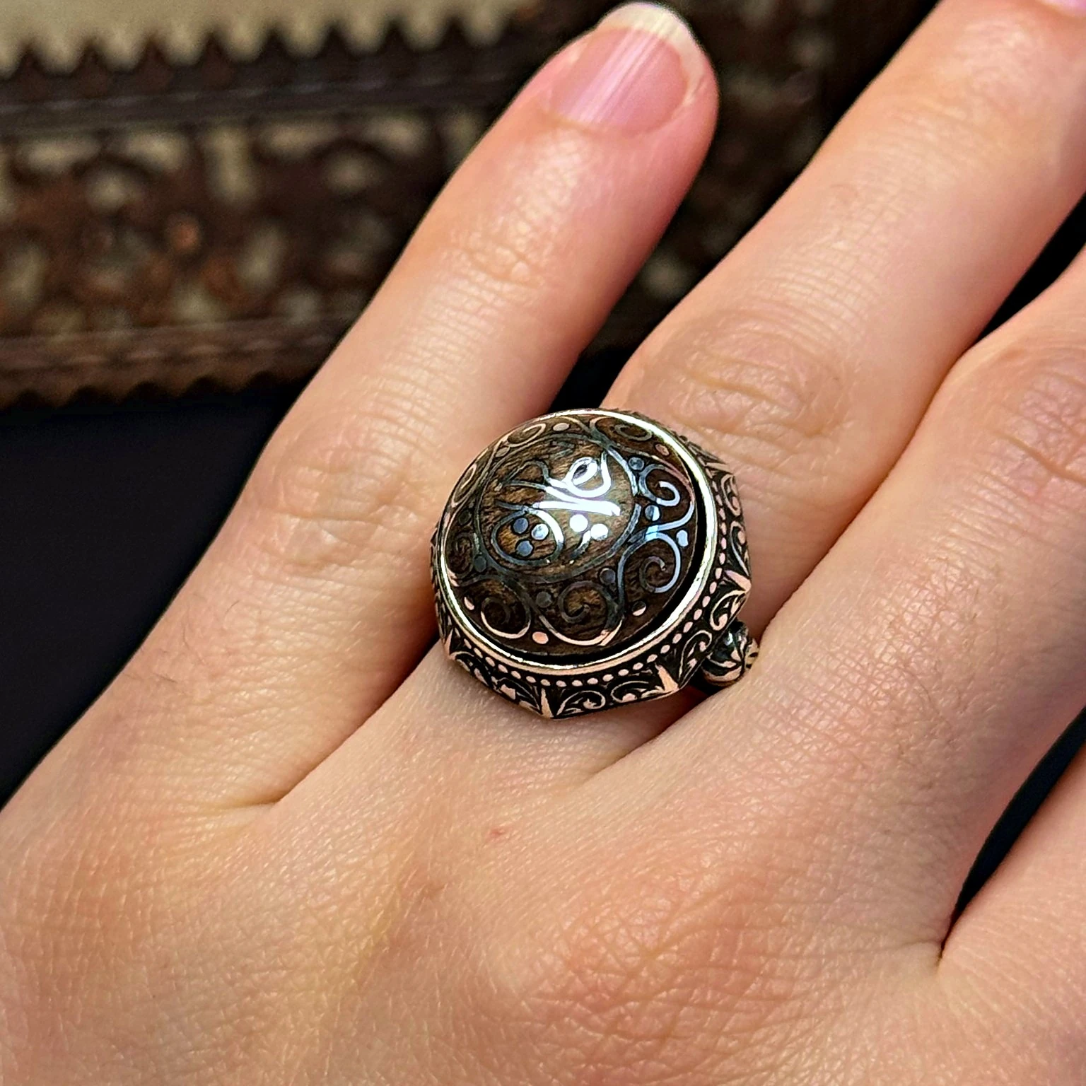 Eski Usul Telkari Hiç Yazılı 925 Ayar Gümüş Yüzük