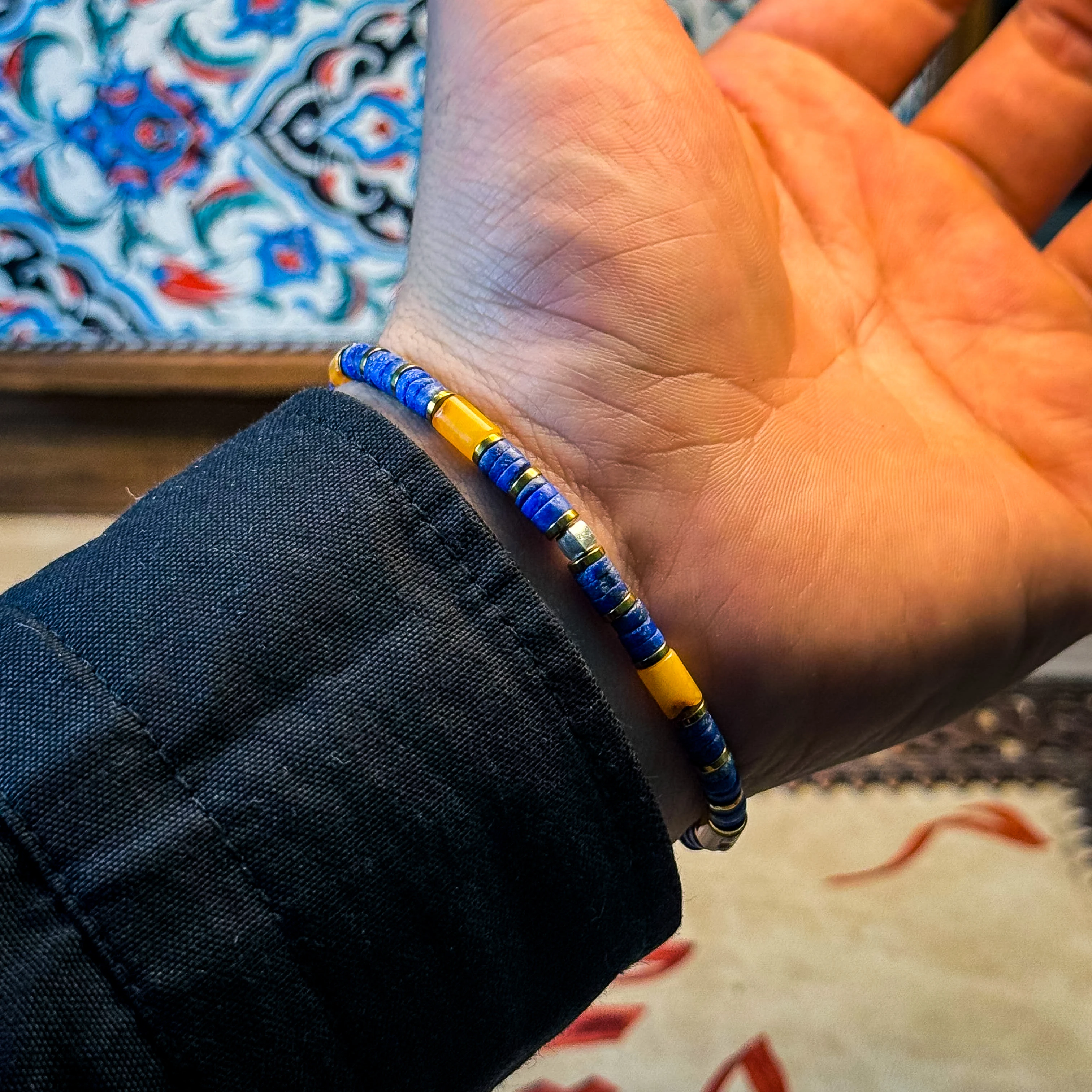 Damla, Lapis Lazuli ve Hematit Doğaltaş Bileklik – Doğal & Özel Tasarım