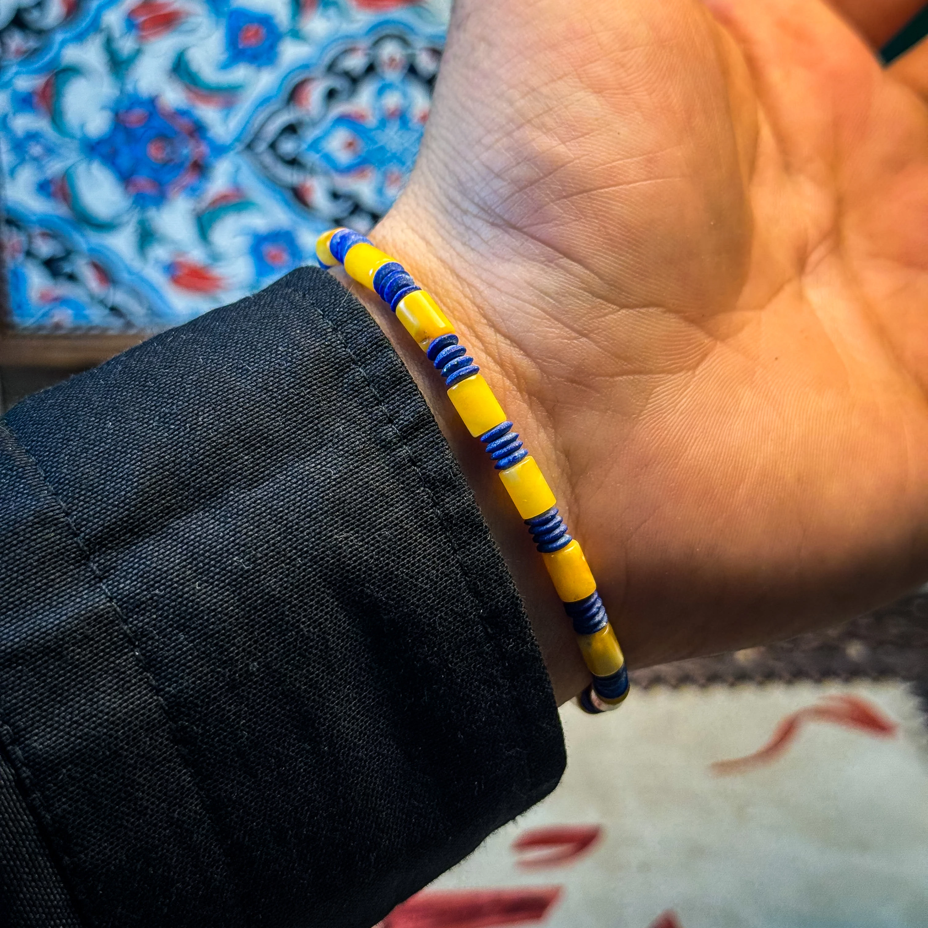 Damla Kehribar ve Lapis Lazuli Doğaltaş Bileklik