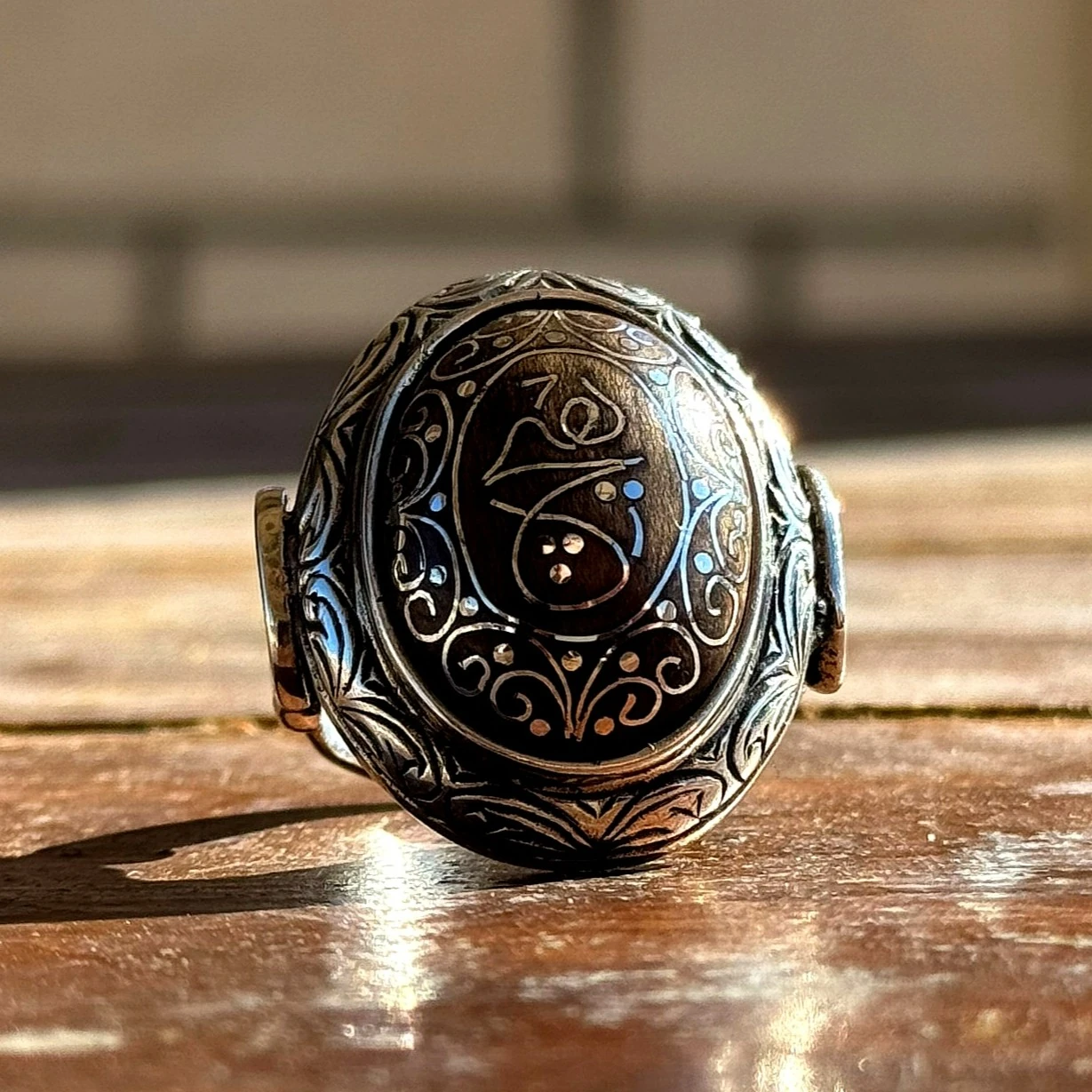 Eski Usul Telkari Hiç Motifli 925 Ayar Gümüş Yüzük