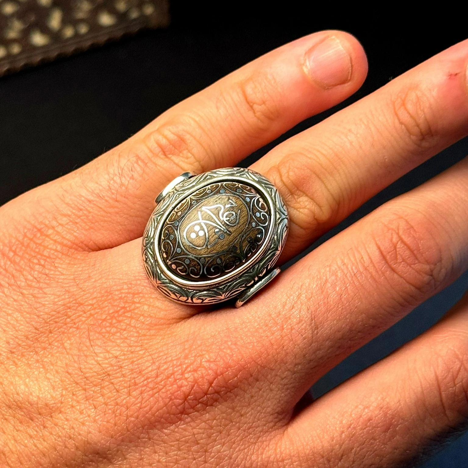 Eski Usul Telkari Hiç Motifli 925 Ayar Gümüş Yüzük