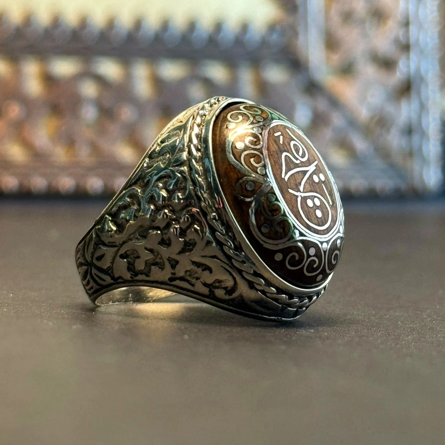 Eski Usul Telkari Hiç Motifli 925 Ayar Gümüş Yüzük