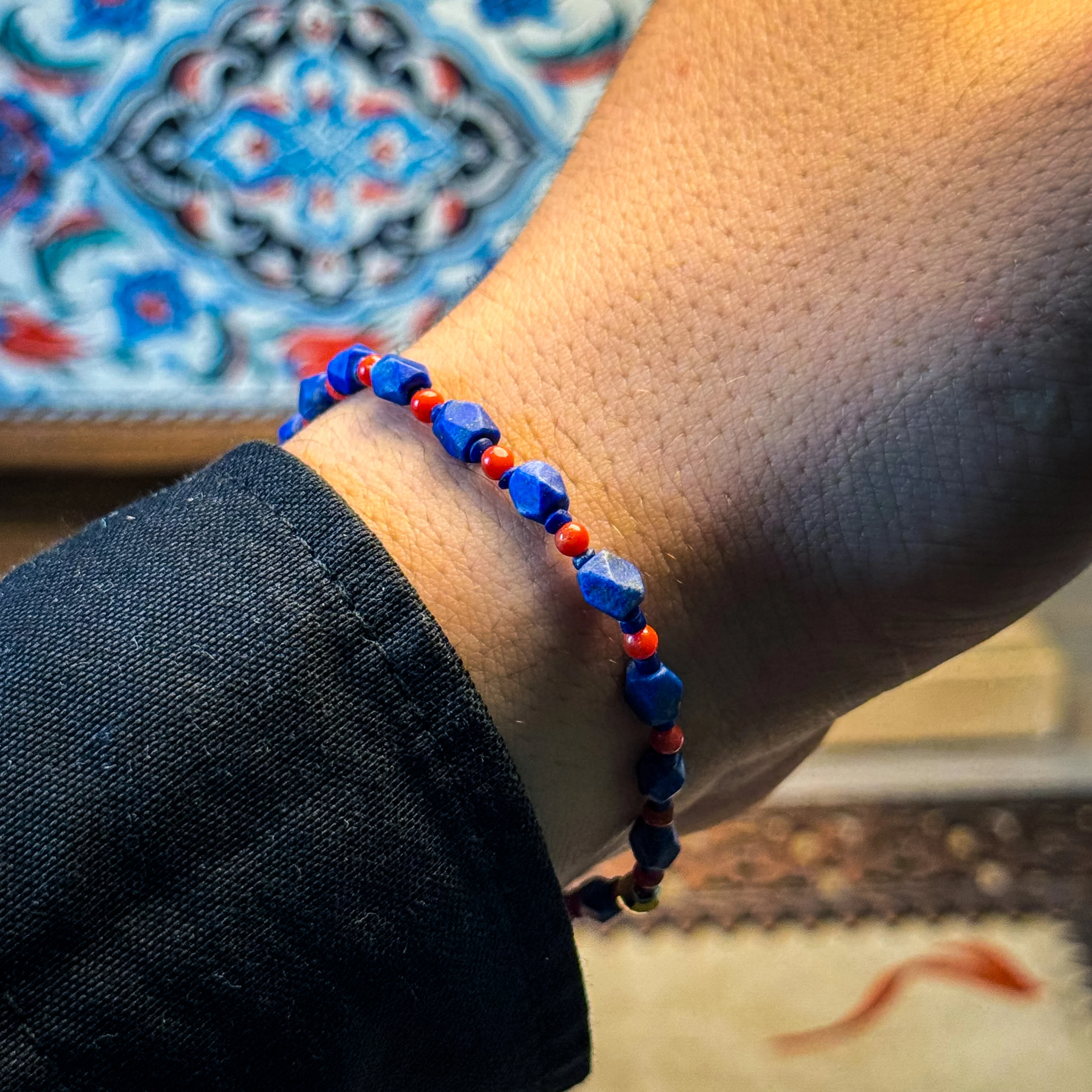 Lapis Lazuli ve Tunus Mercanı Doğal Taş Bileklik