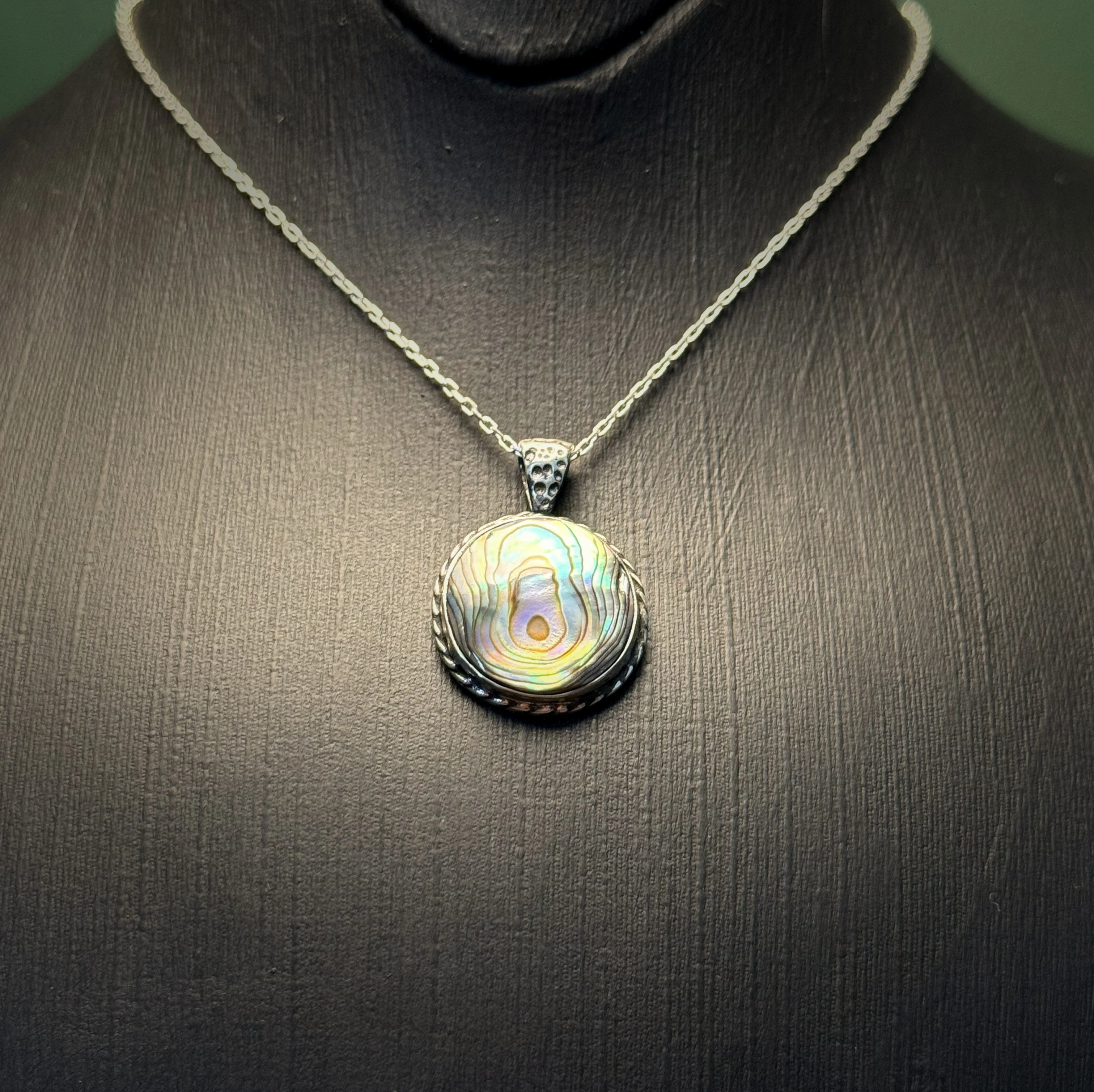 El Yapımı 925 Ayar Gümüş Abalon Sedef Kolye