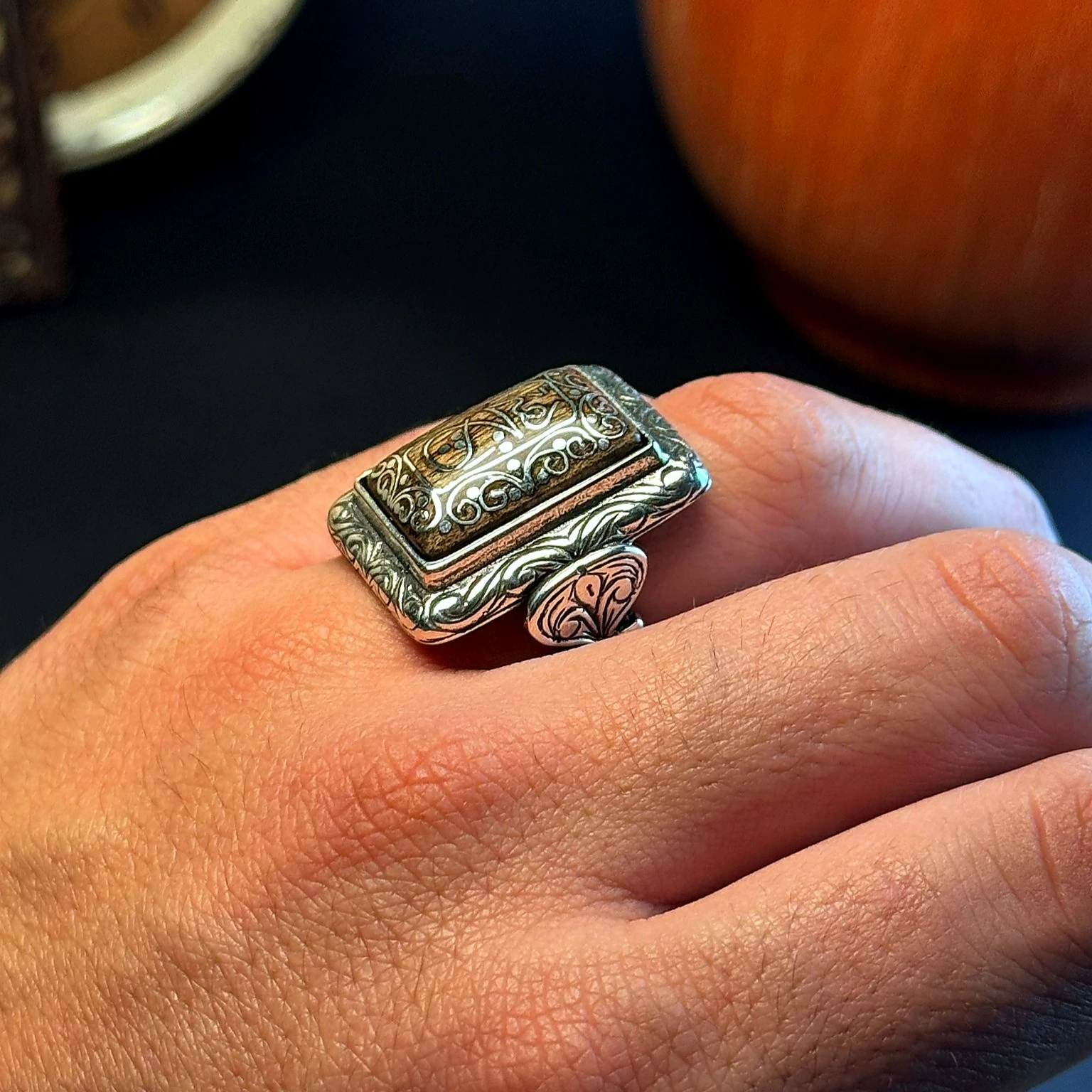 Eski Usul Telkari İşçilikli Hiç Yazılı 925 Ayar Gümüş Yüzük