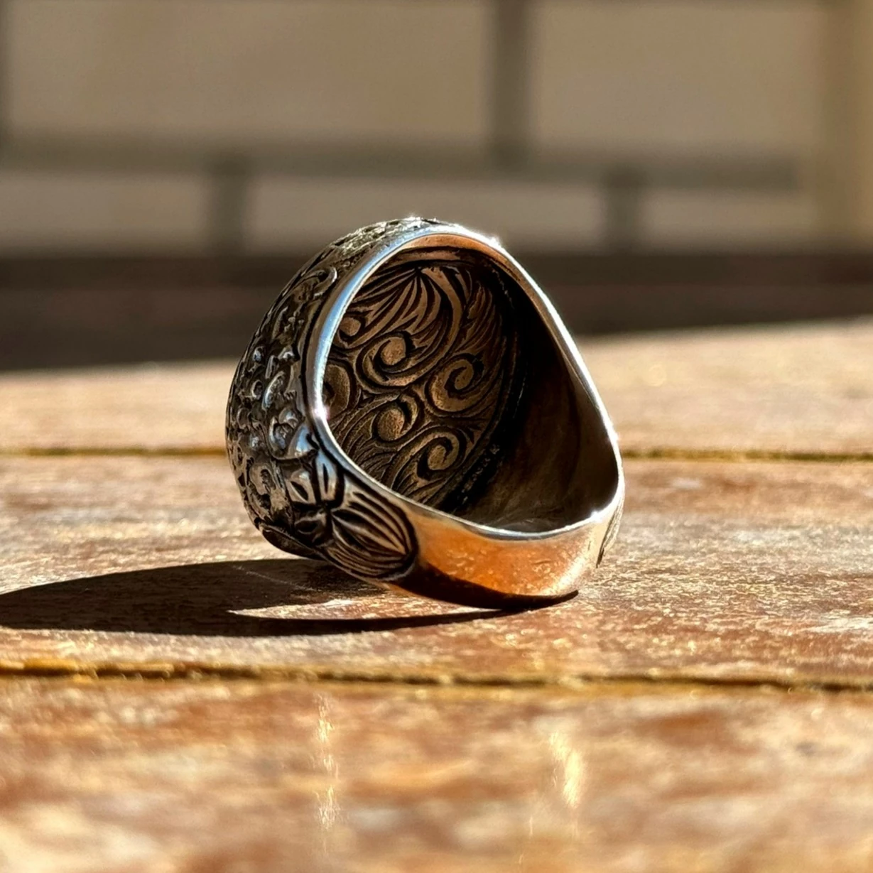 Kakma Telkari İşçilikli Opal Taşlı 925 Ayar Gümüş Yüzük 