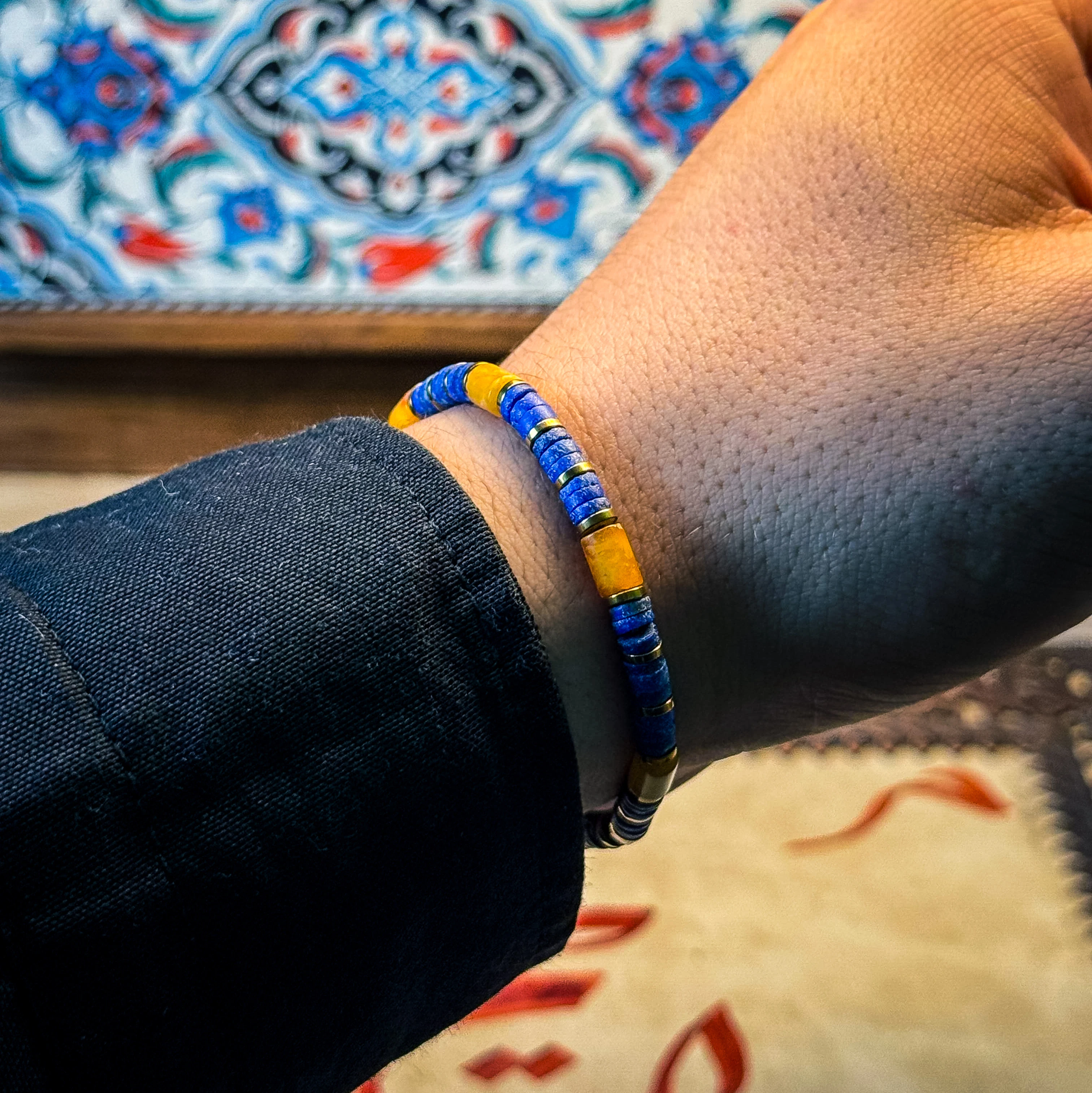 Damla, Lapis Lazuli ve Hematit Doğaltaş Bileklik – Doğal & Özel Tasarım