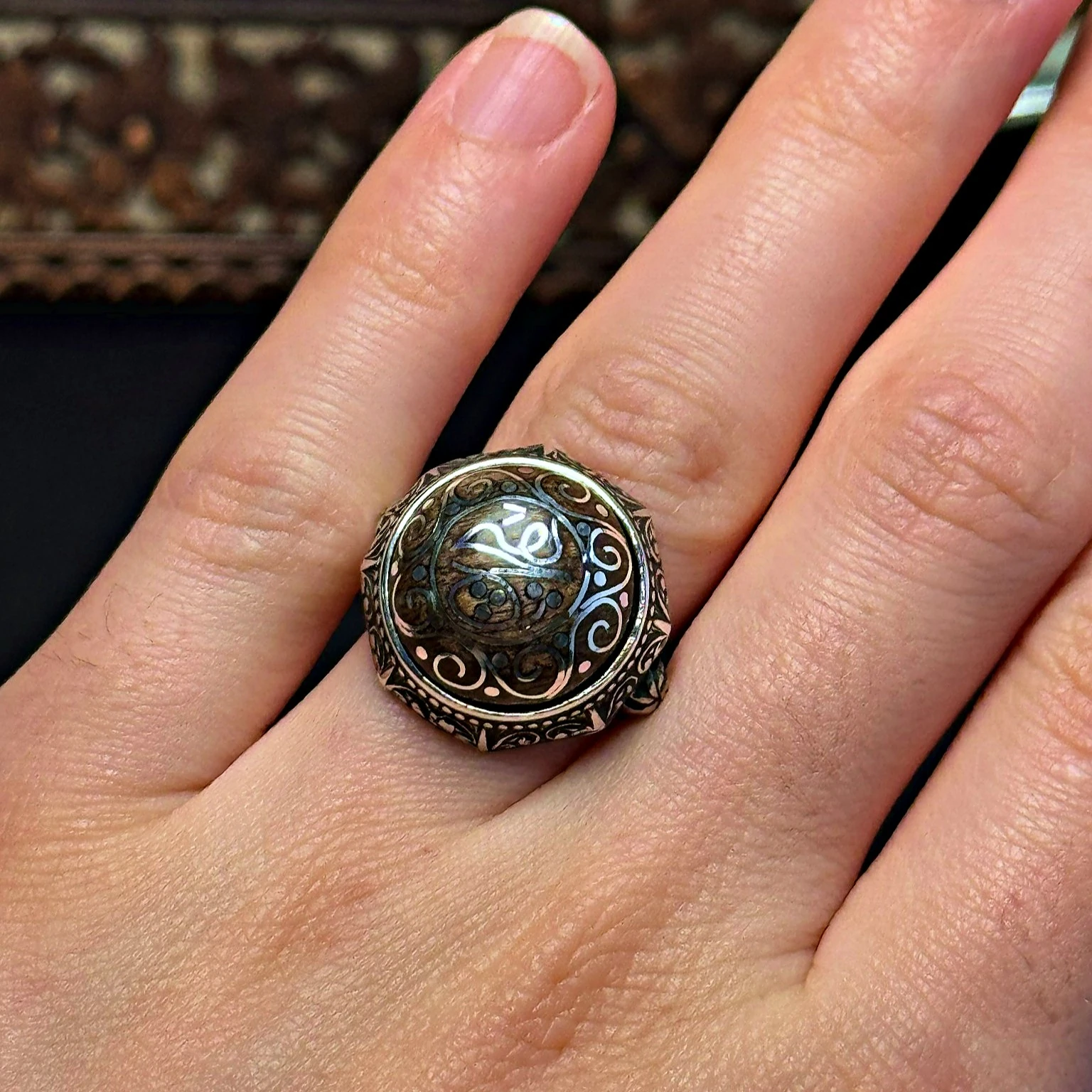 Eski Usul Telkari Hiç Yazılı 925 Ayar Gümüş Yüzük