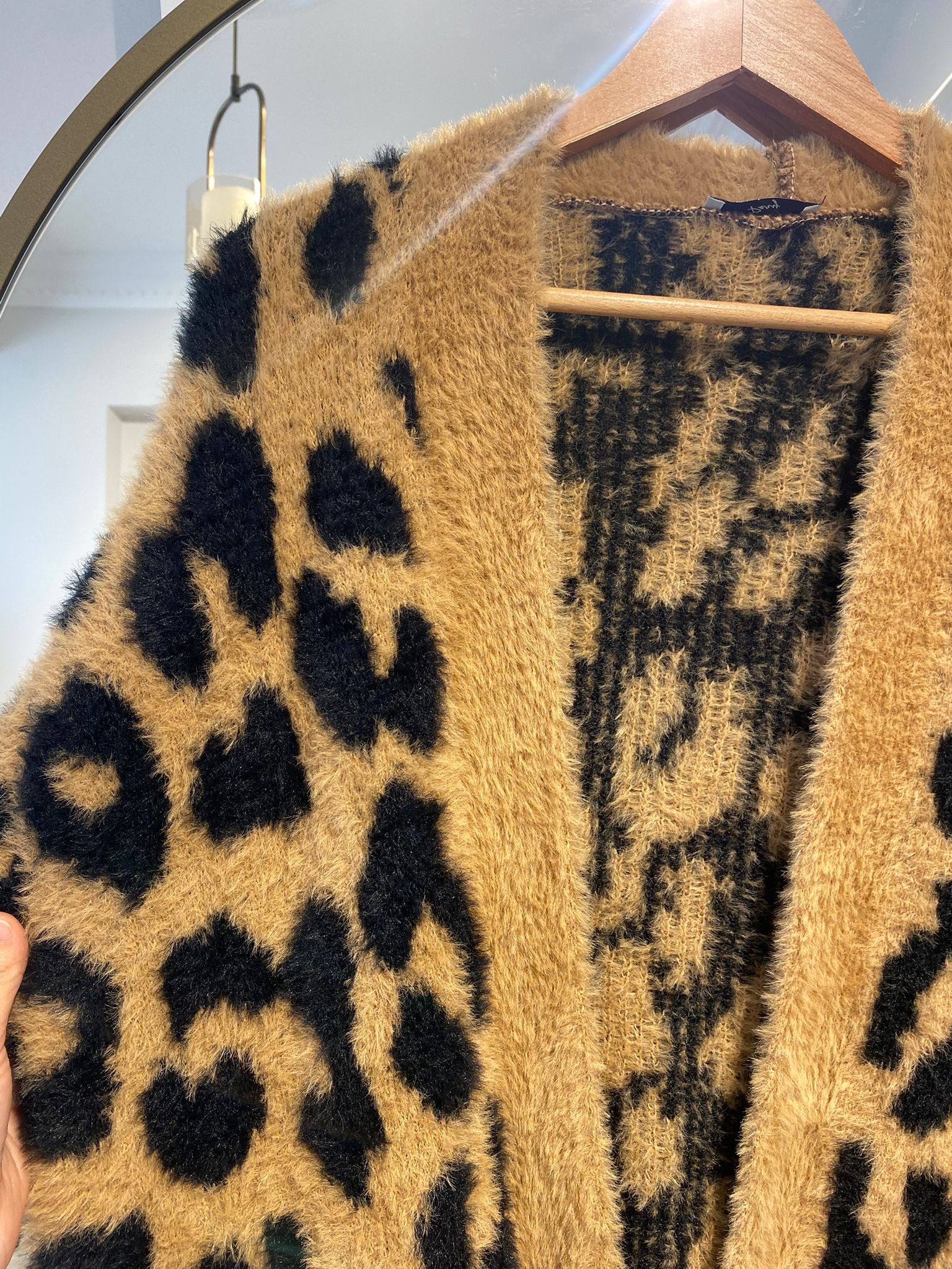 Leopar Desenli Kısa Angora Hırka