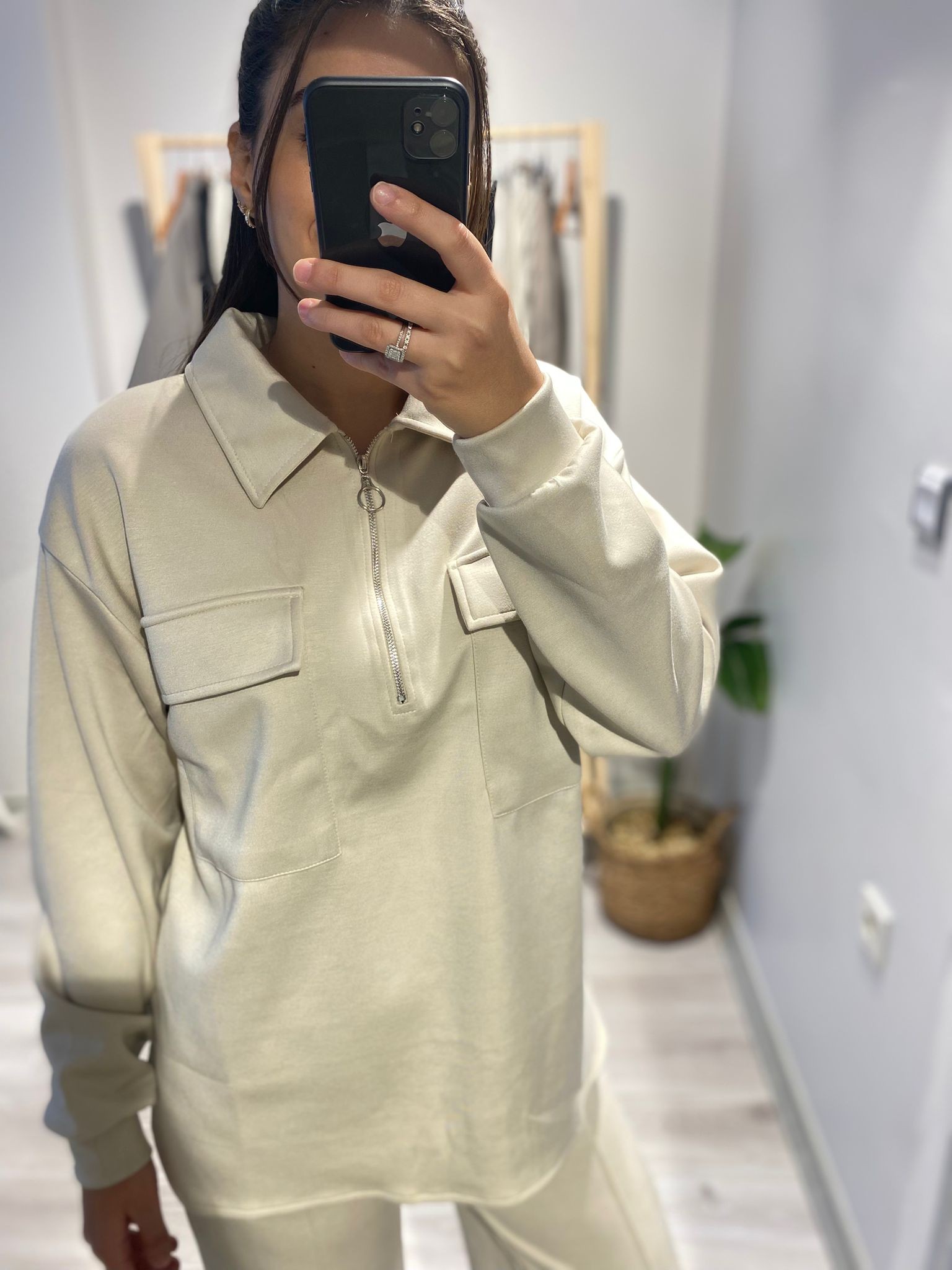 Çift Kapaklı Cep Model Sweatshirt Pantolon Takım 