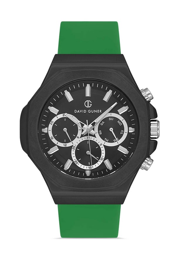 David Guner Multifonksiyon Erkek Kol Saati – Silikon Kordonlu (47 mm) - Yeşil