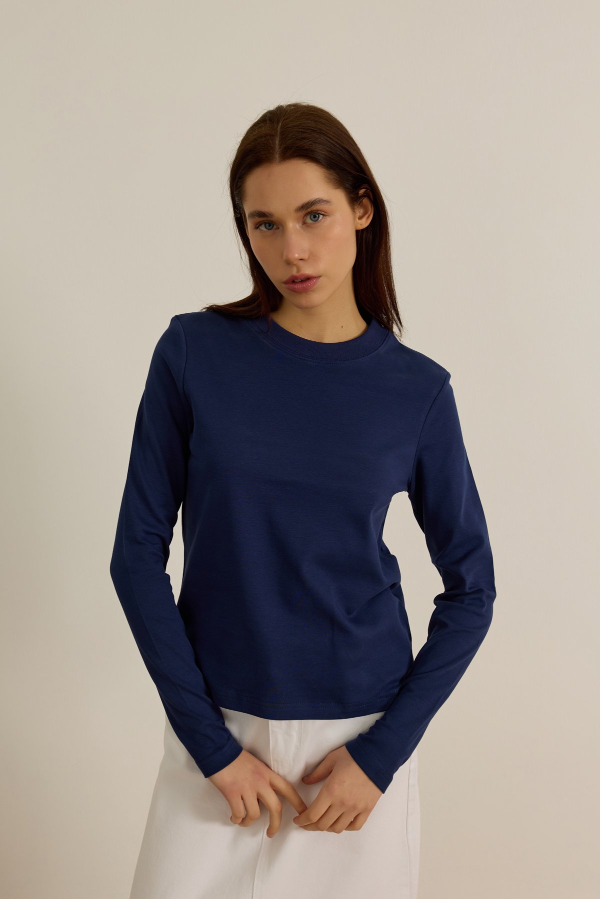 Yakası ribana detaylı pamuklu t–shirt  - deep navy