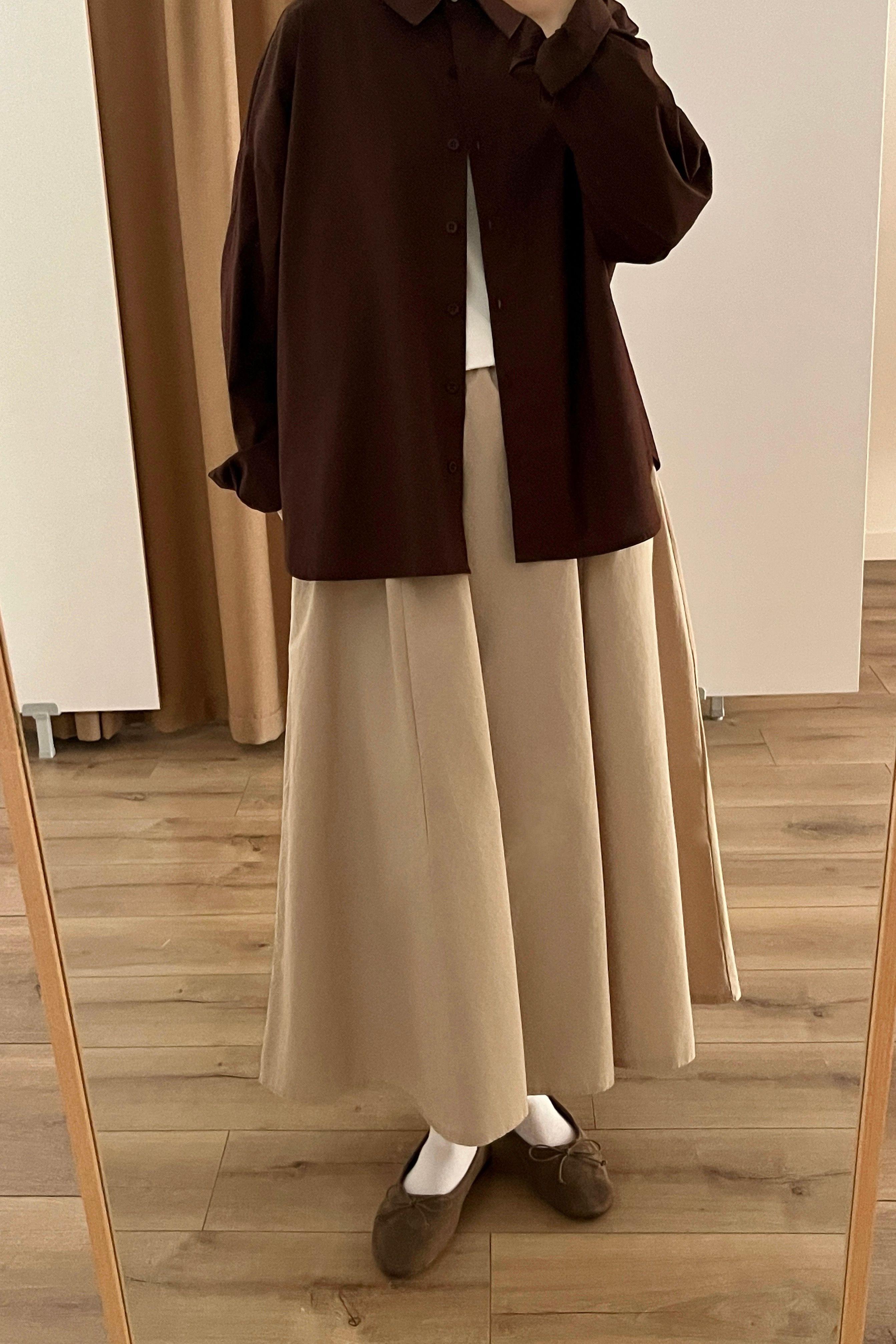 Yumuşak pamuklu etek  - warm beige