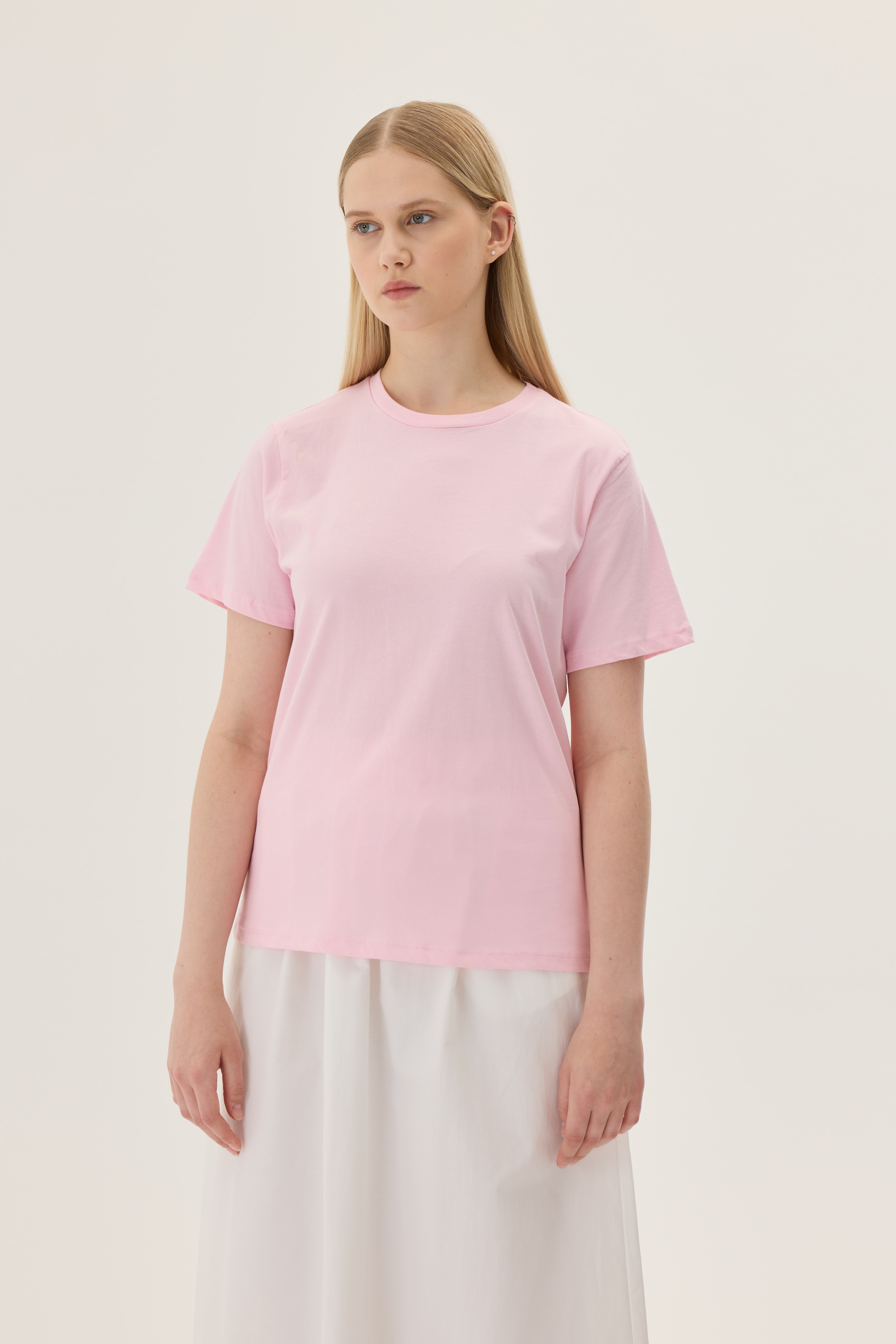 Basic Crew Neck T-shirt - cheery blossom