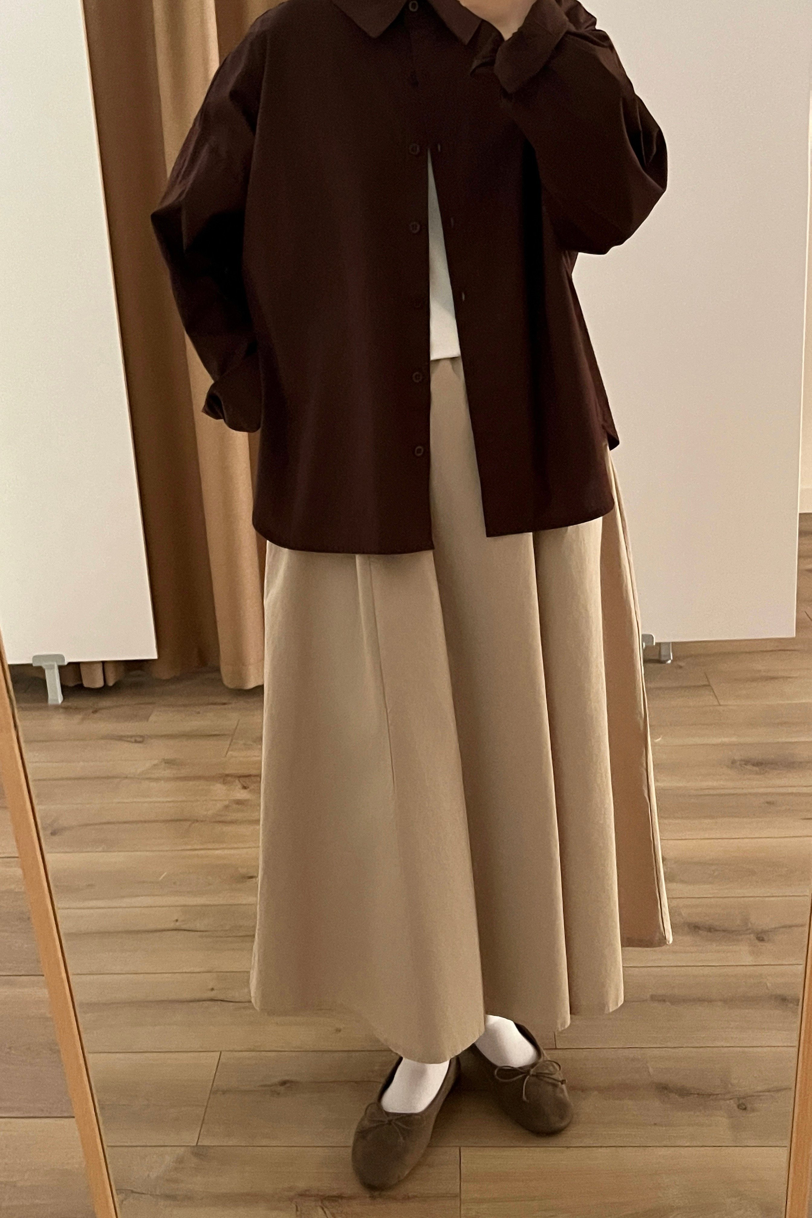 Yumuşak pamuklu etek  - warm beige
