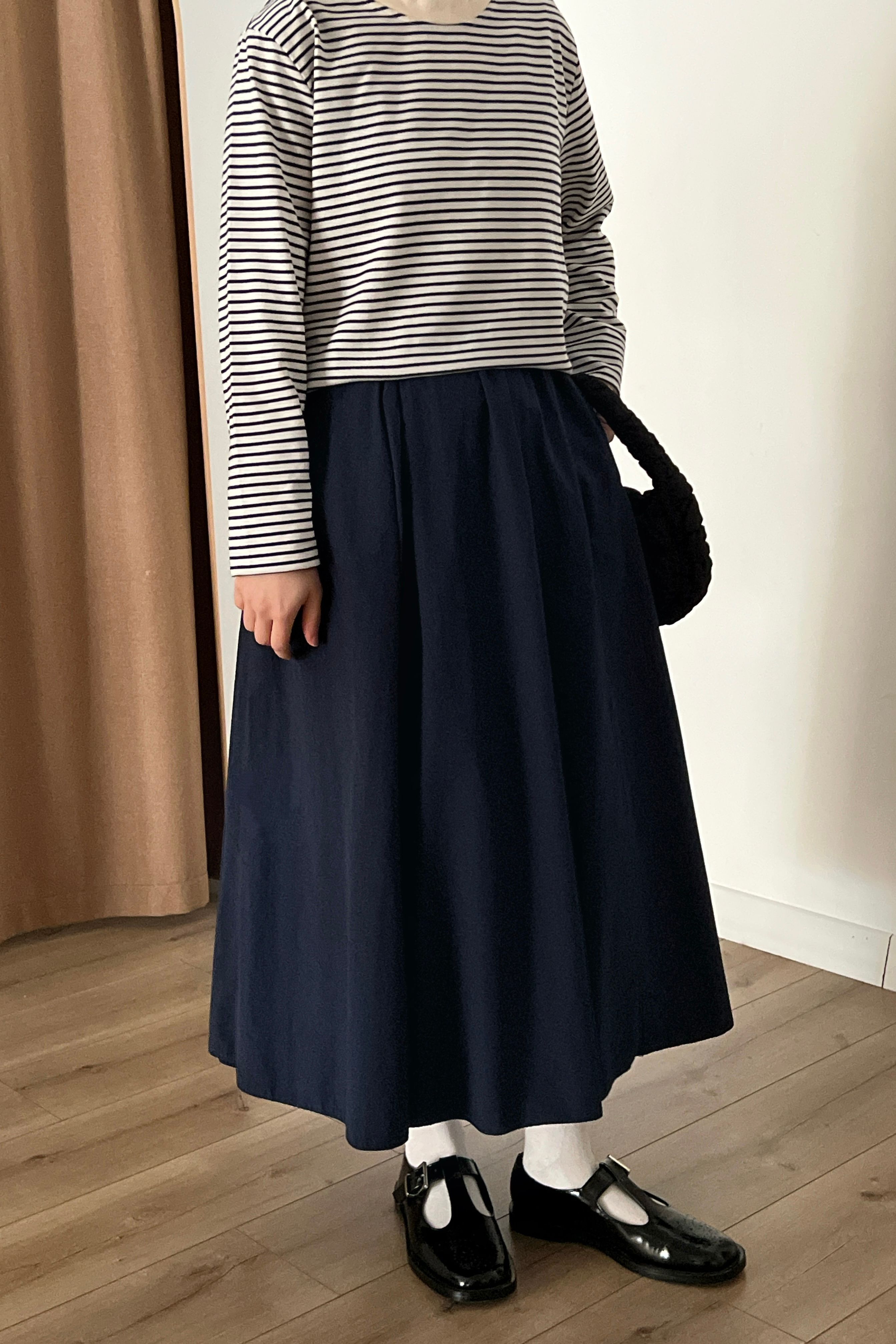 Yumuşak pamuklu etek  - deep navy