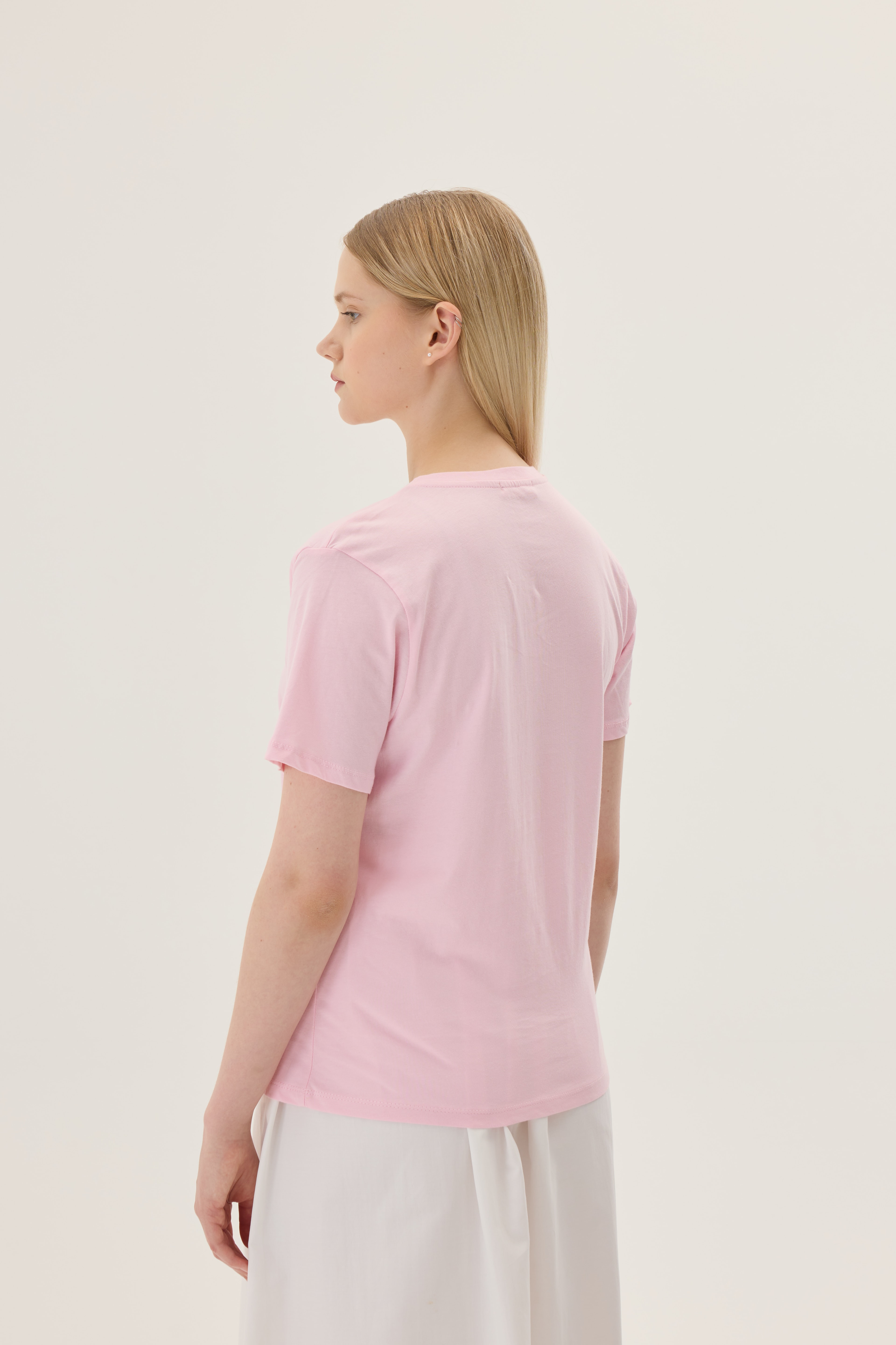 Basic Crew Neck T-shirt - cheery blossom
