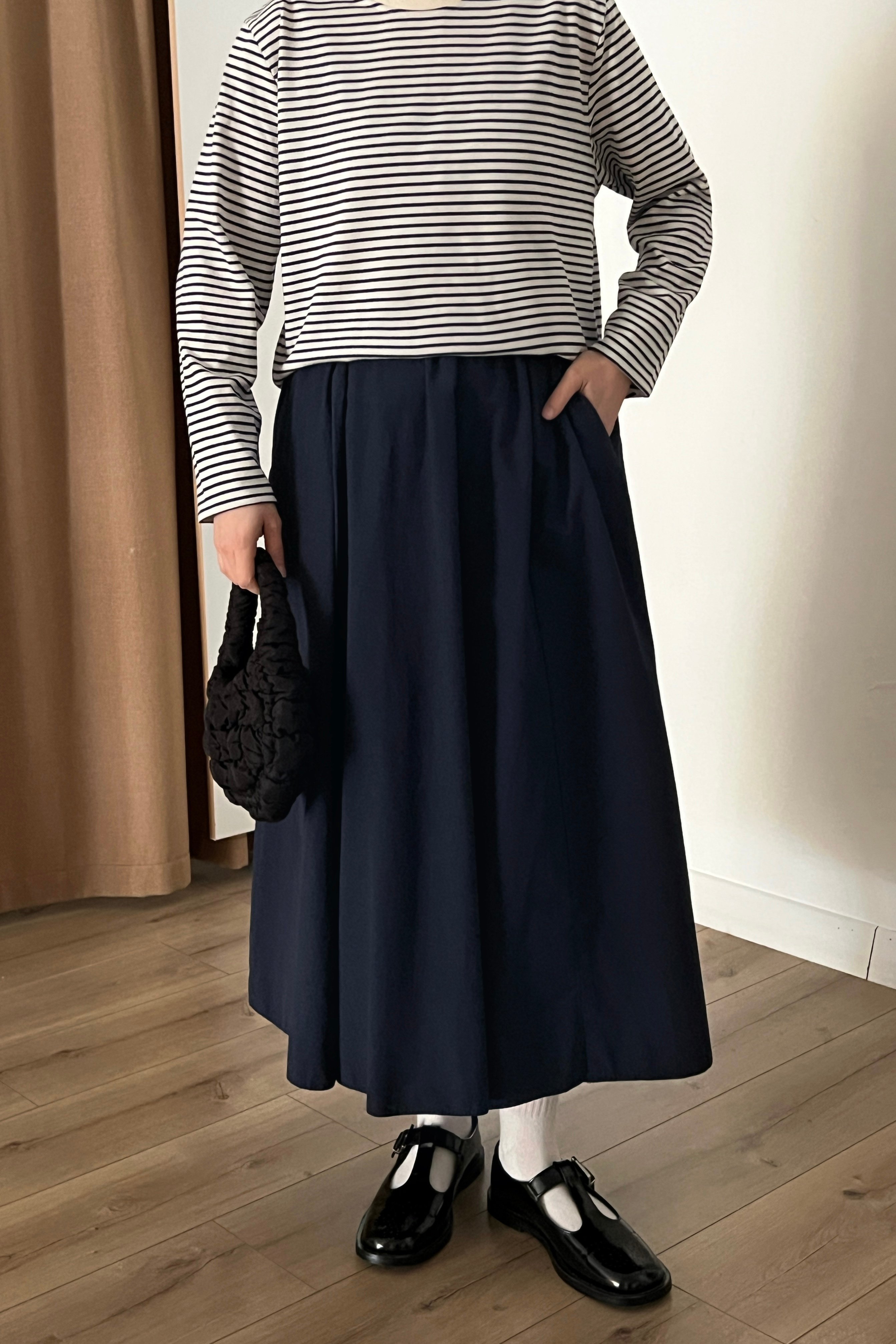 Yumuşak pamuklu etek  - deep navy