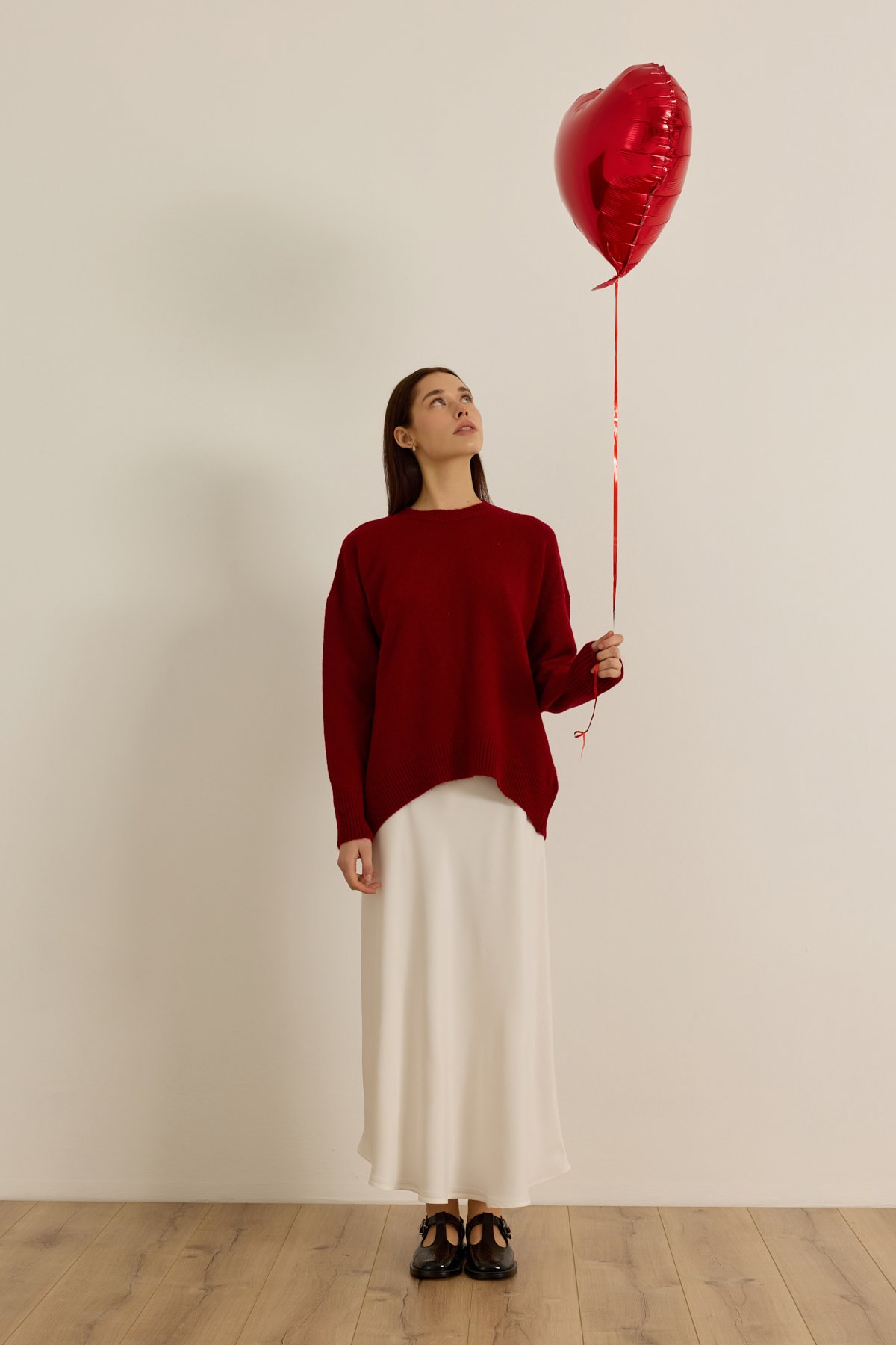 Uzun saten etek - pure white