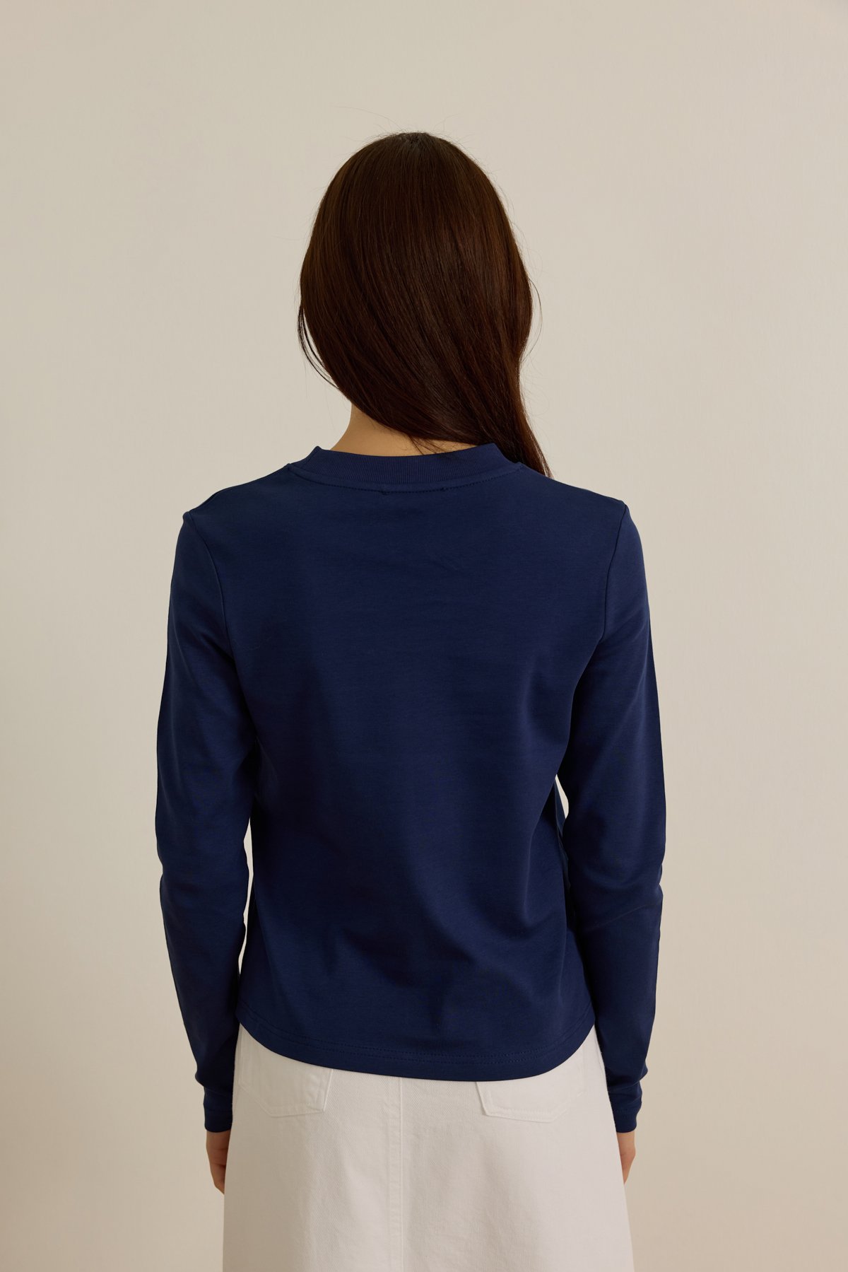 Yakası ribana detaylı pamuklu t–shirt  - deep navy