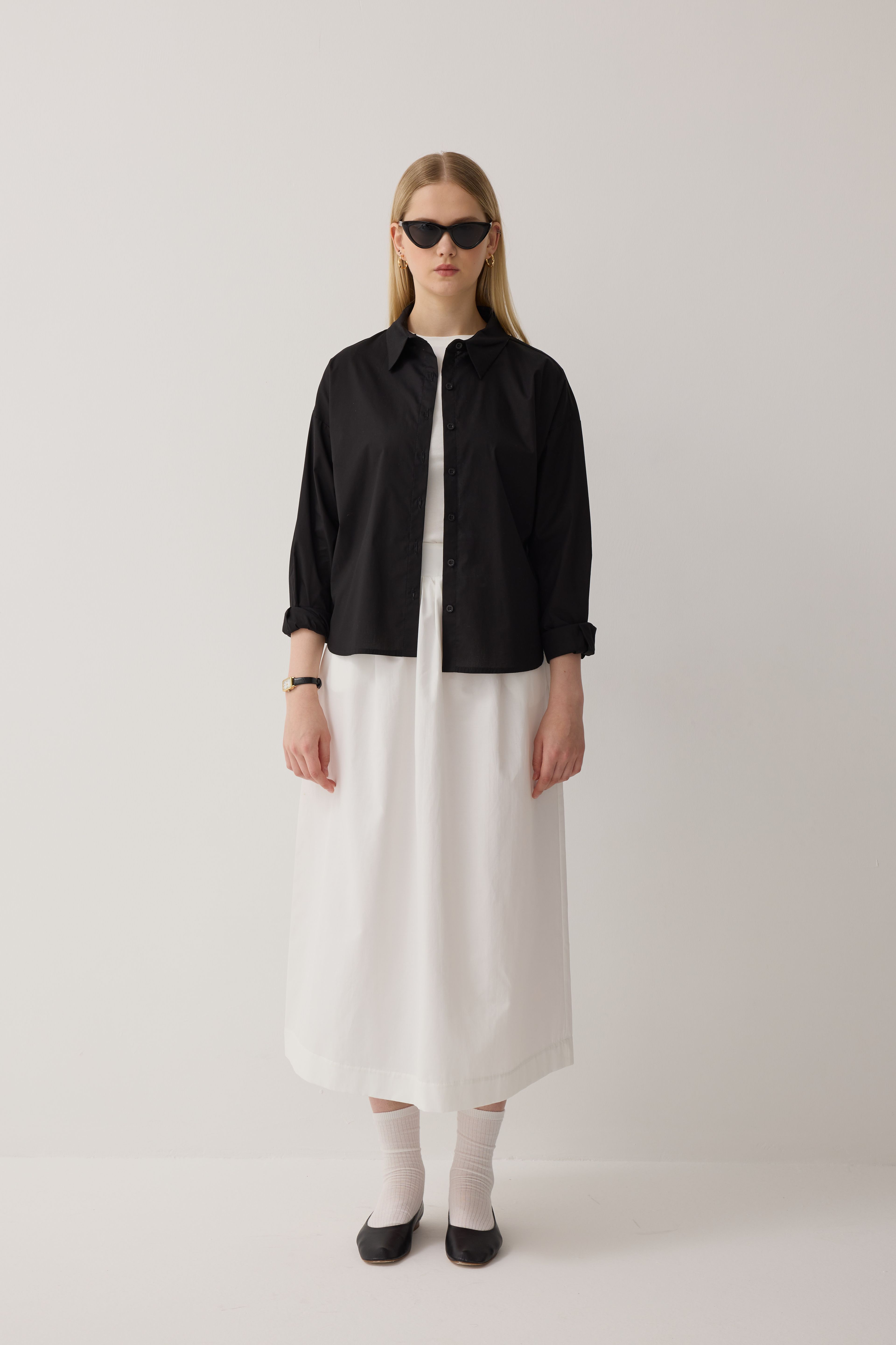 Poplin Etek - off–white