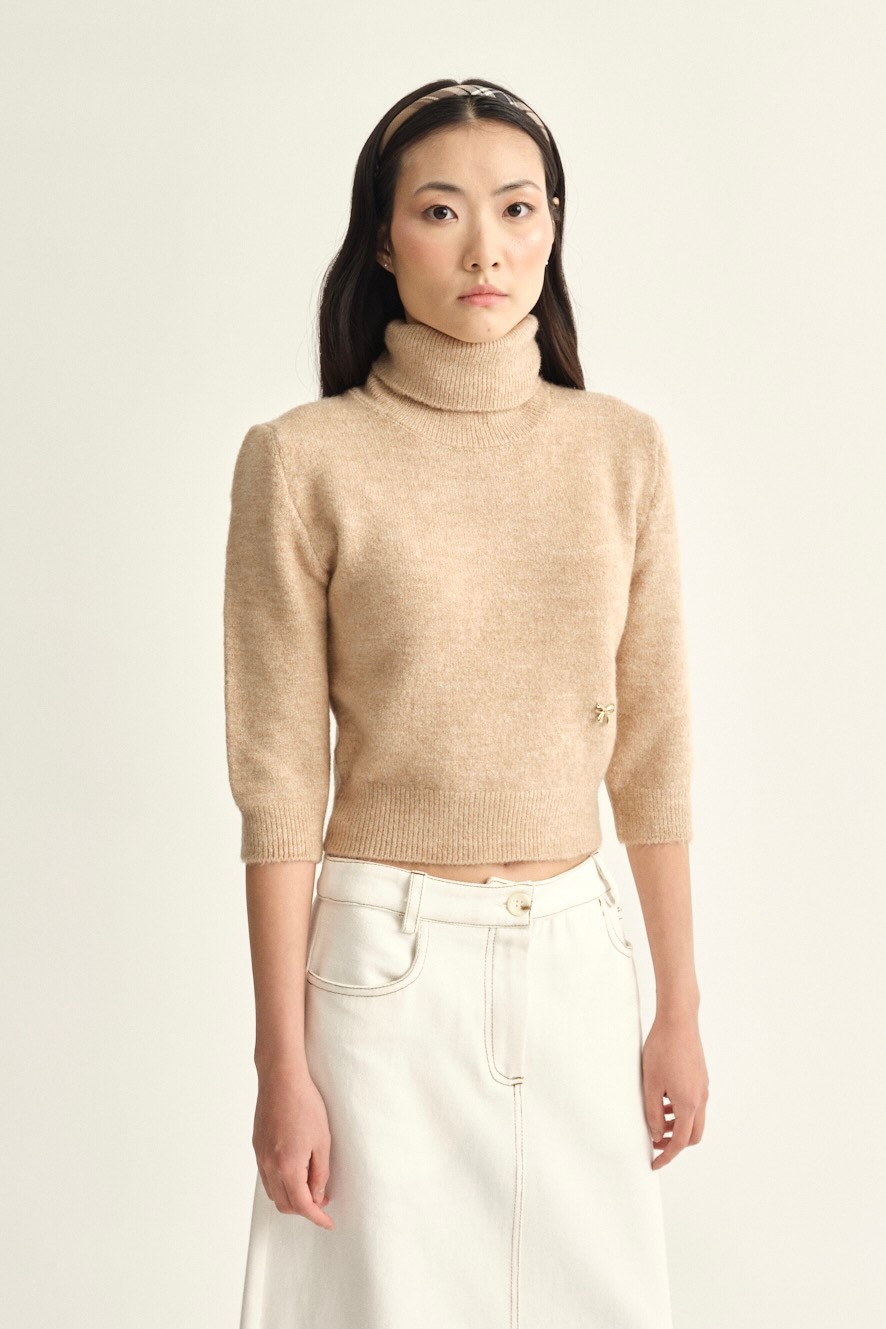 Turtleneck Half Sleeve Sweater