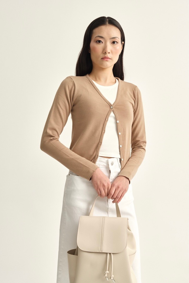 Soft textured cardigan - sand