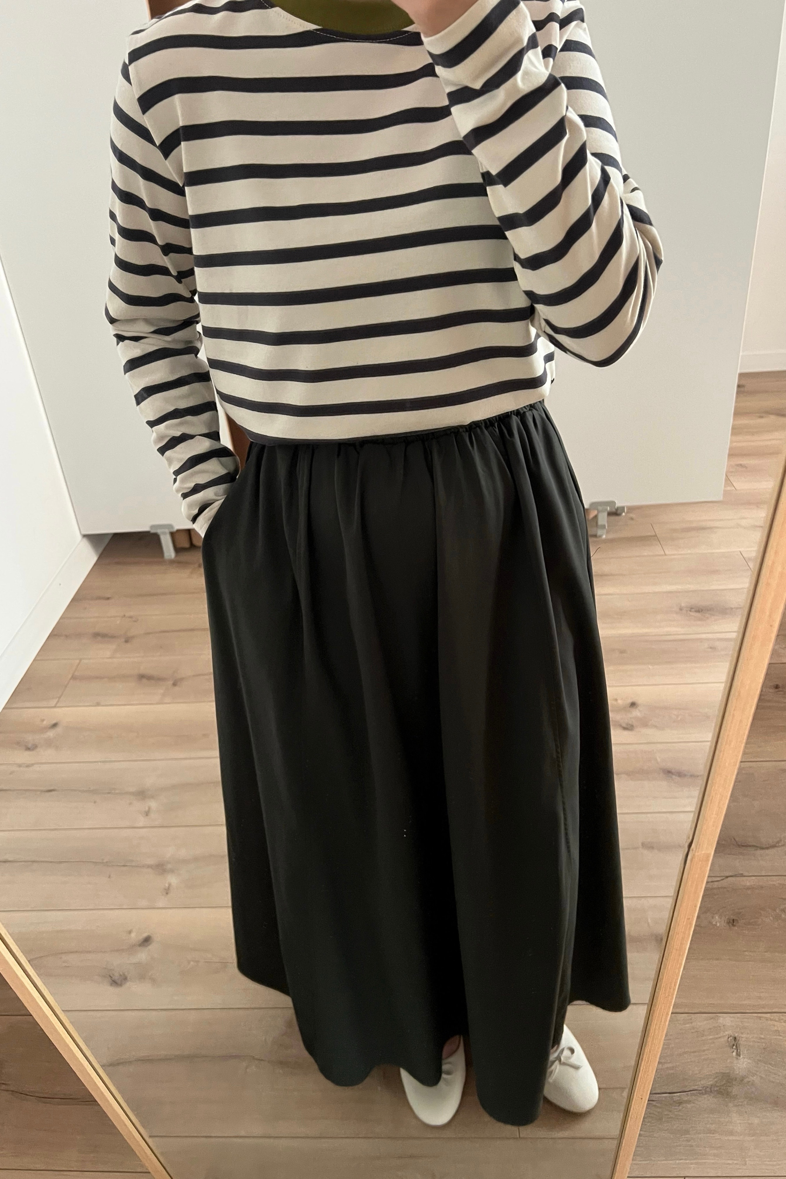Parçalı Poplin Etek  - moss green