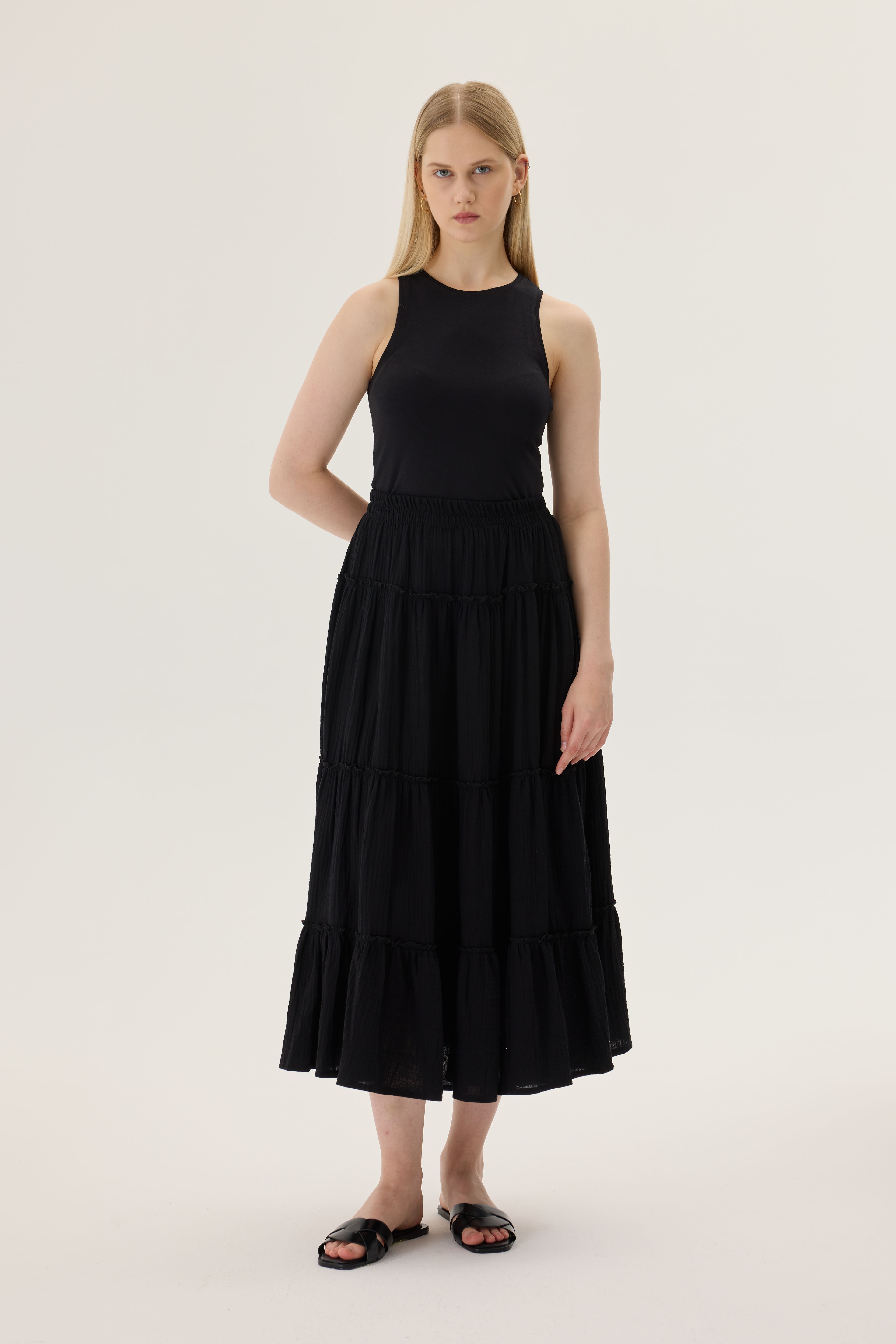 Muslin Layered Skirt - black