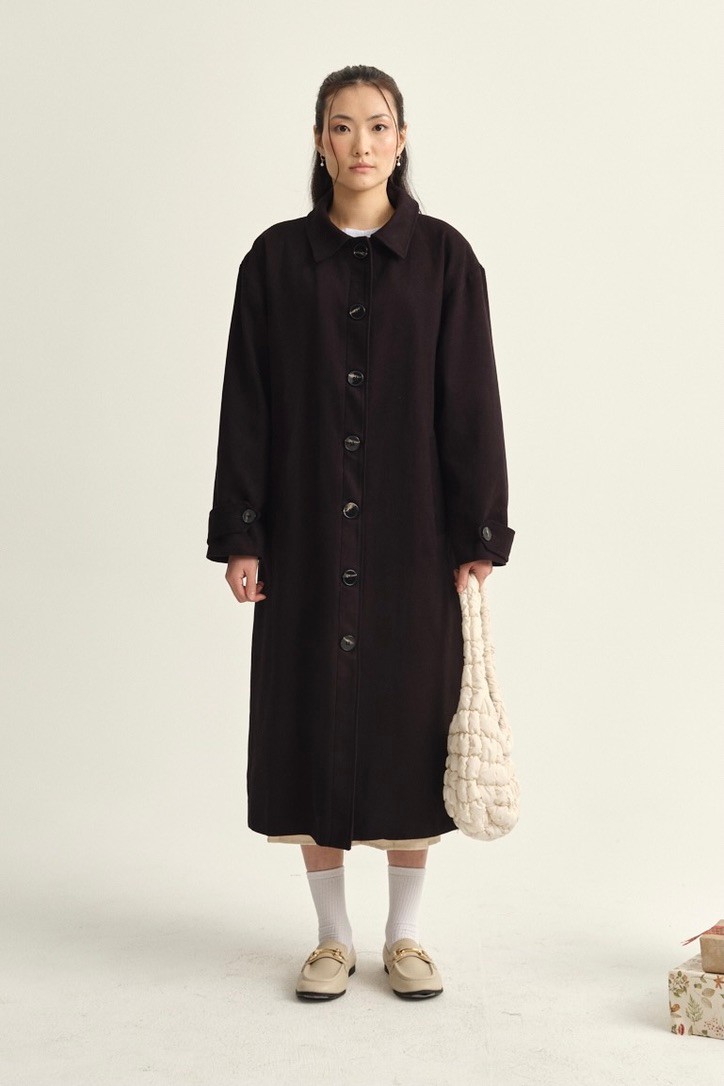 Gabardine Trench Coat - black