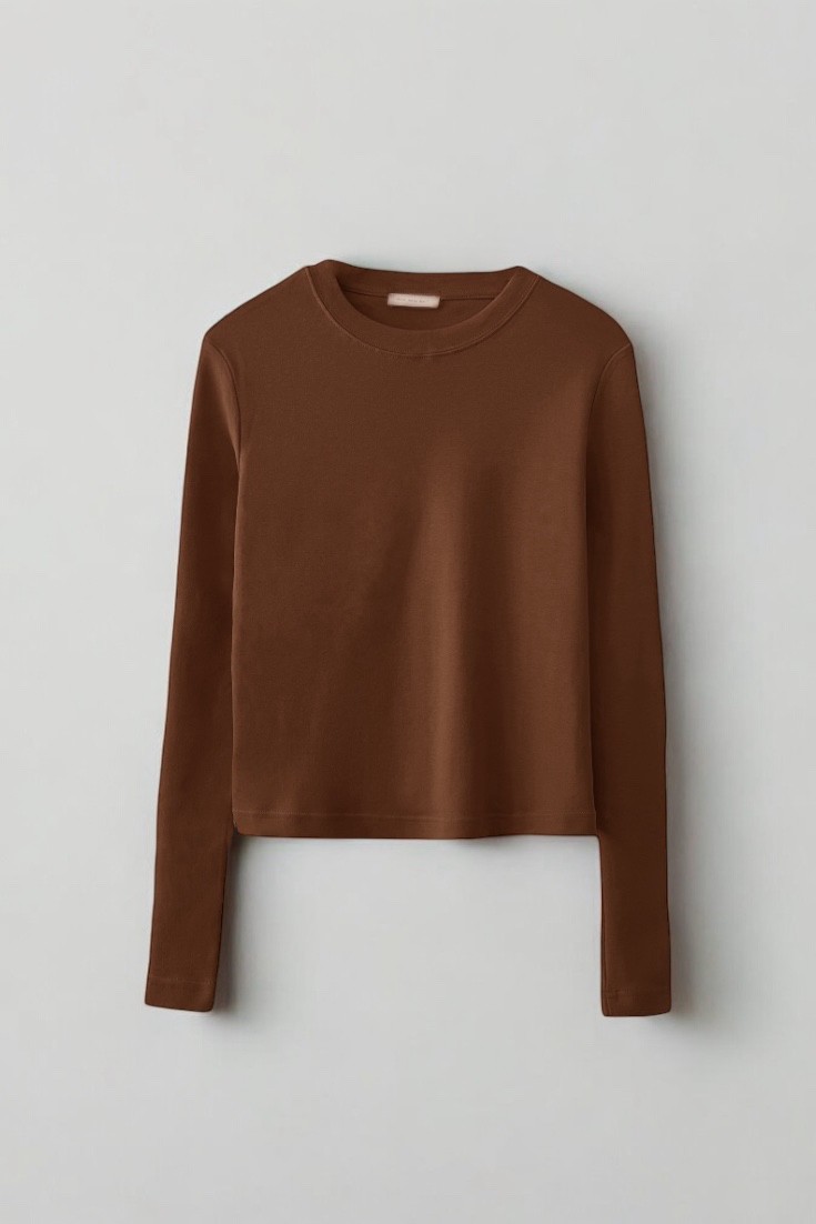 Basic Pamuklu T-shirt - seal brown