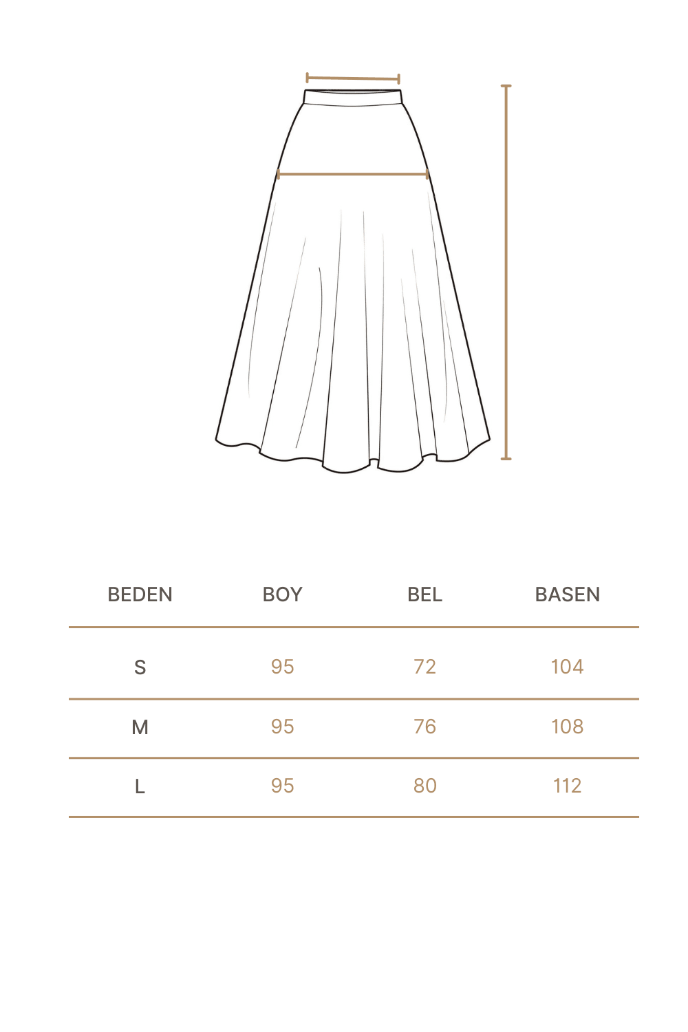 %100 Keten pileli etek - brown