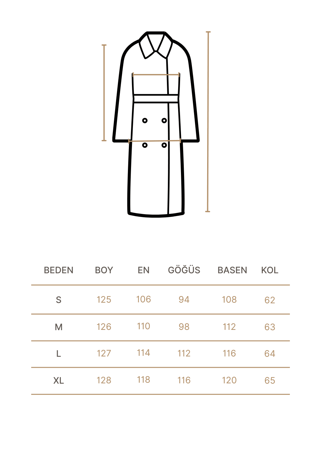 Pamuklu Uzun Trençkot - beige