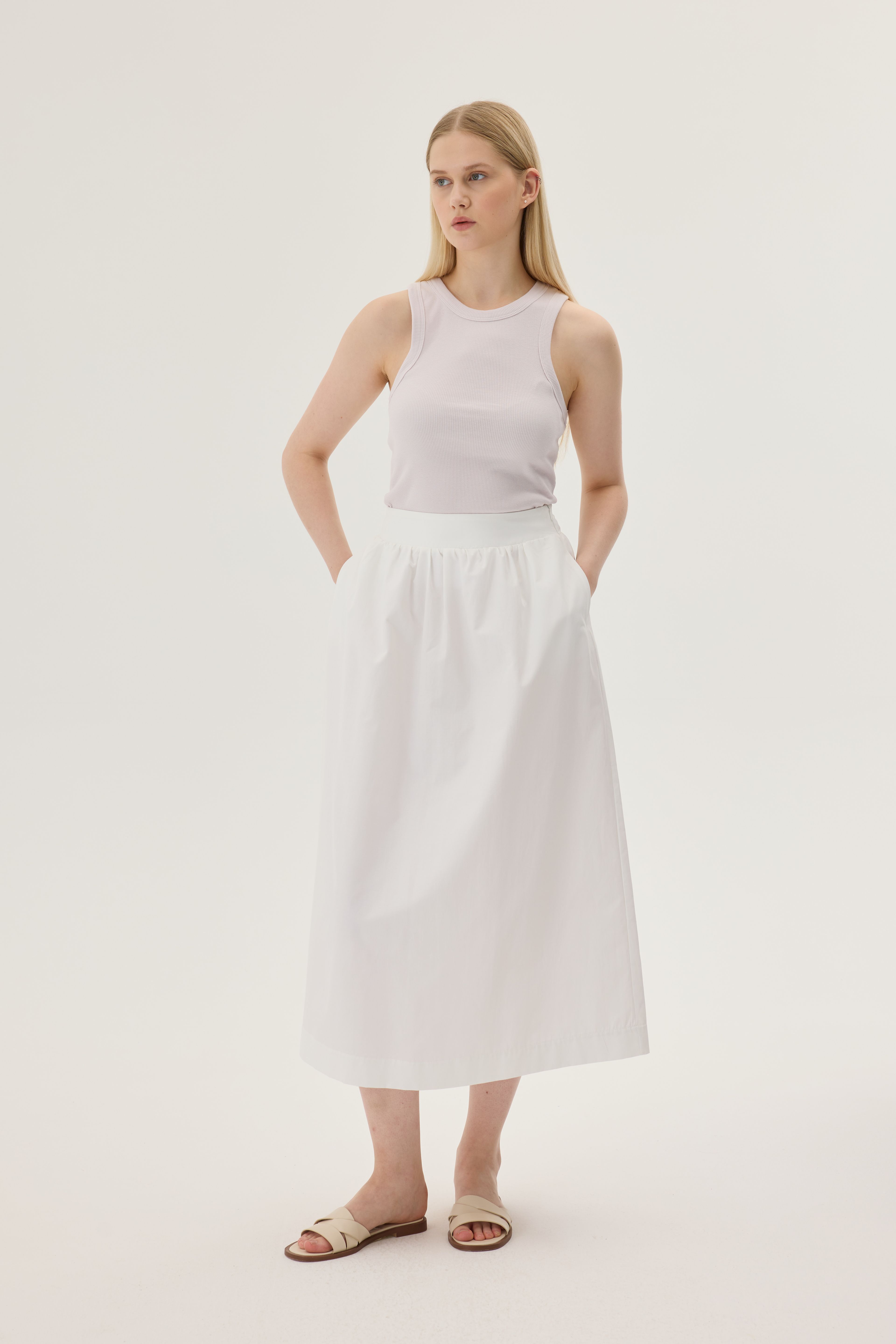 Poplin Etek - off–white