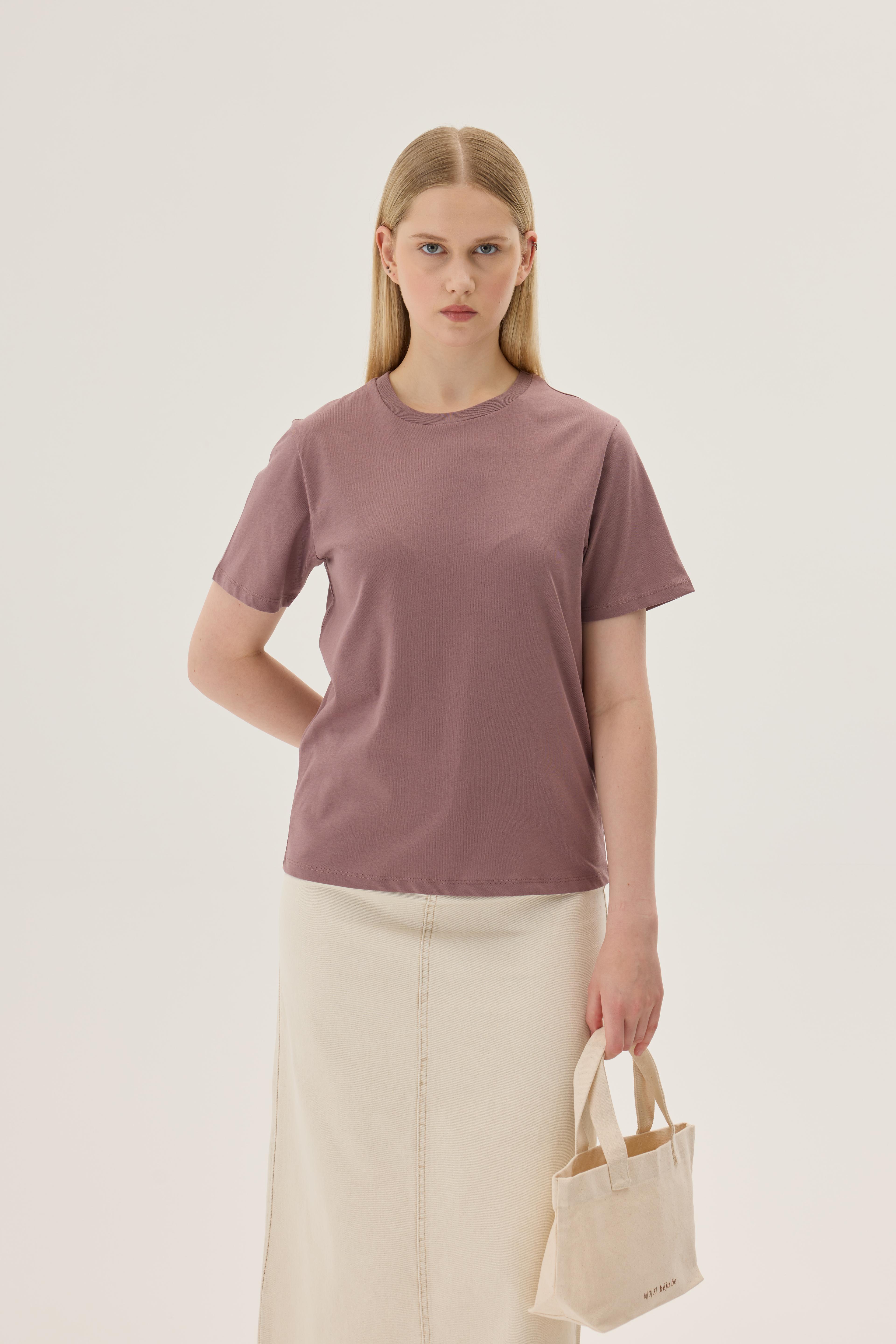 Basic Bisiklet Yaka T-shirt - deep taupe