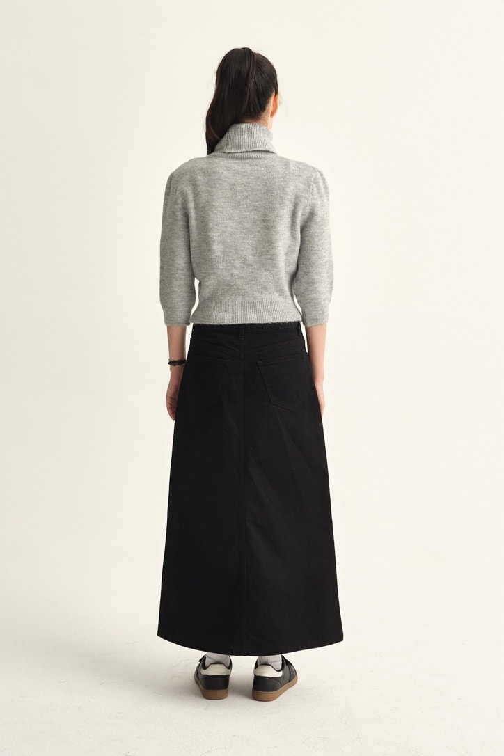 Turtleneck Half Sleeve Sweater - titanium