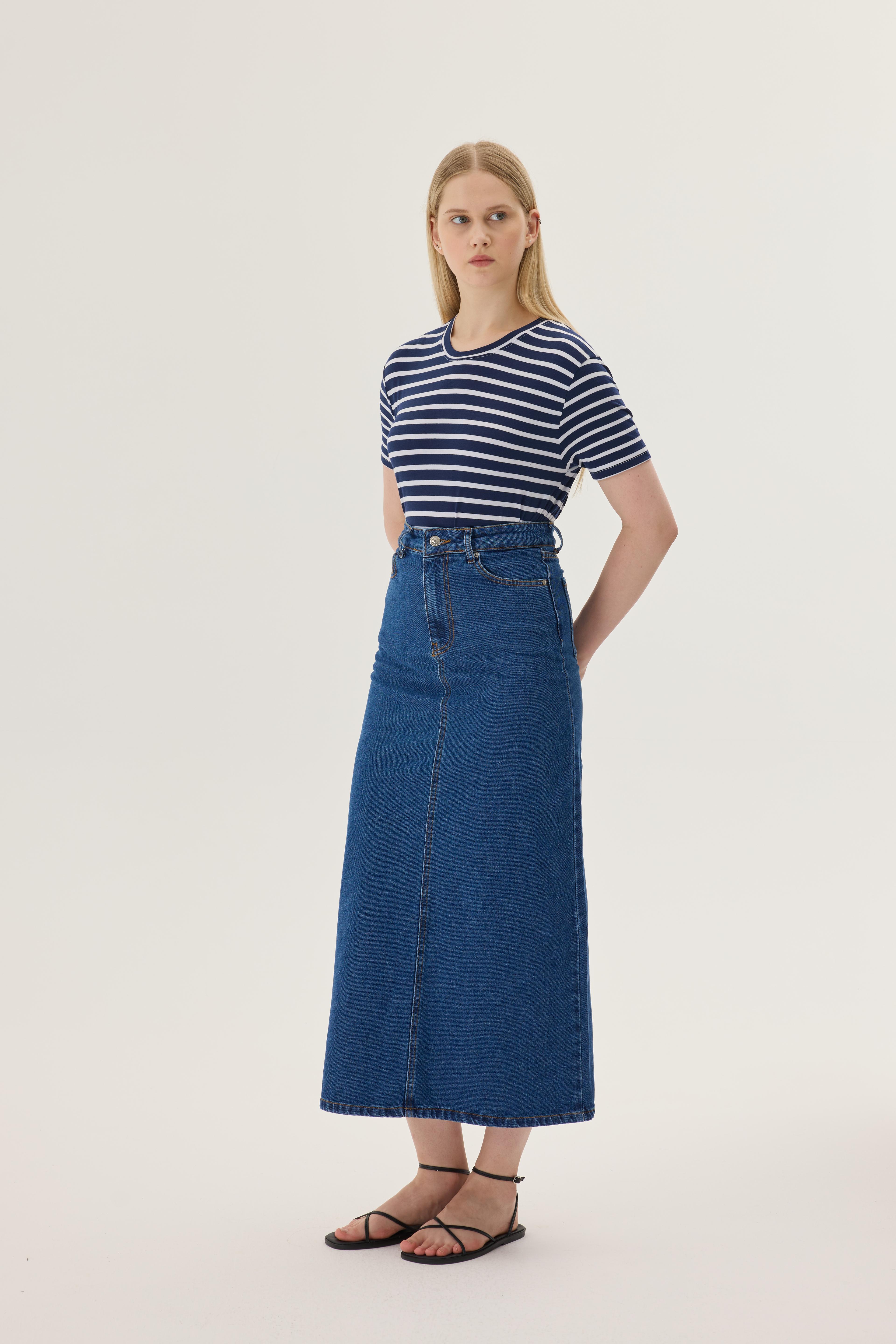 Classic Denim Skirt - classic blue