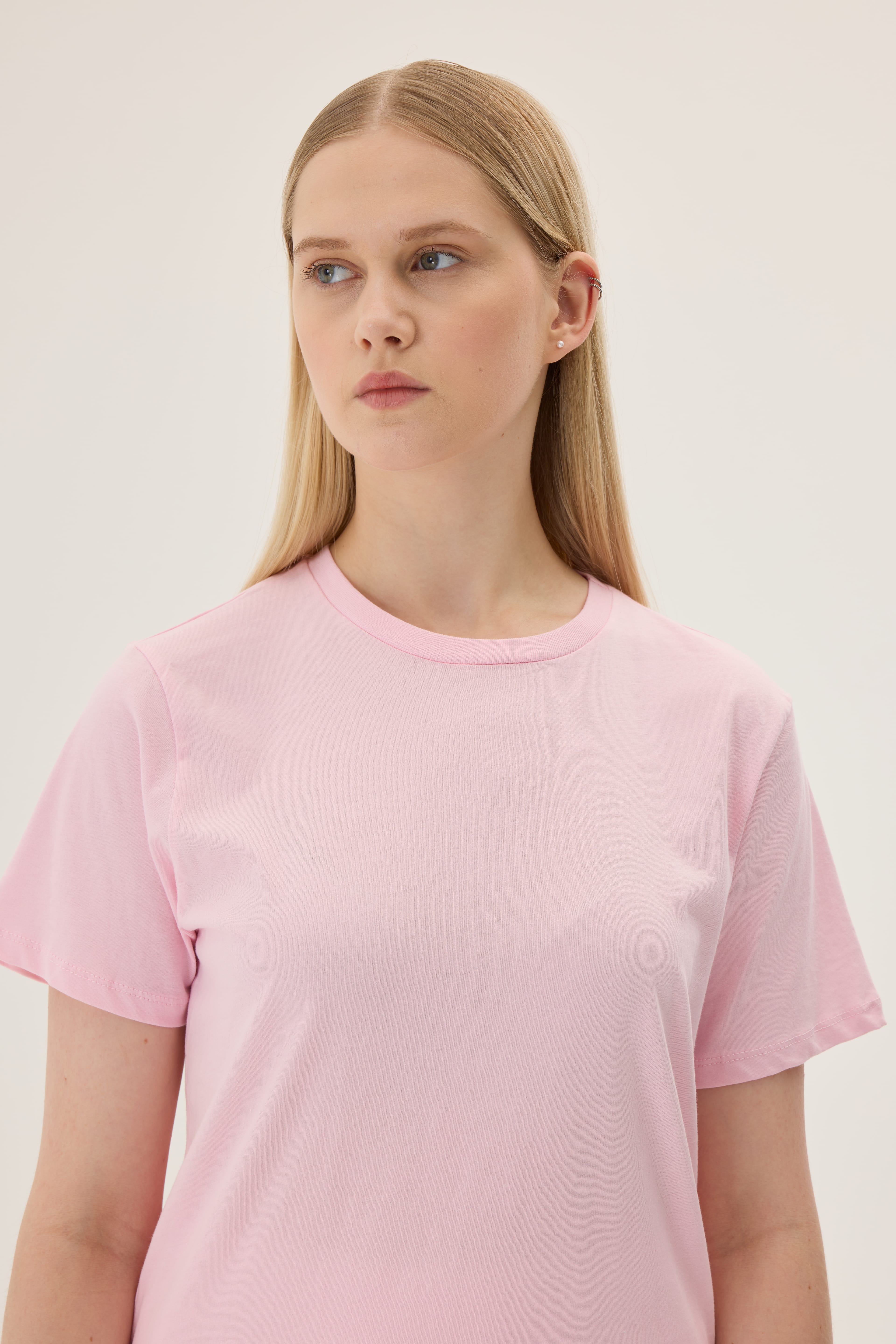 Basic Crew Neck T-shirt - cheery blossom