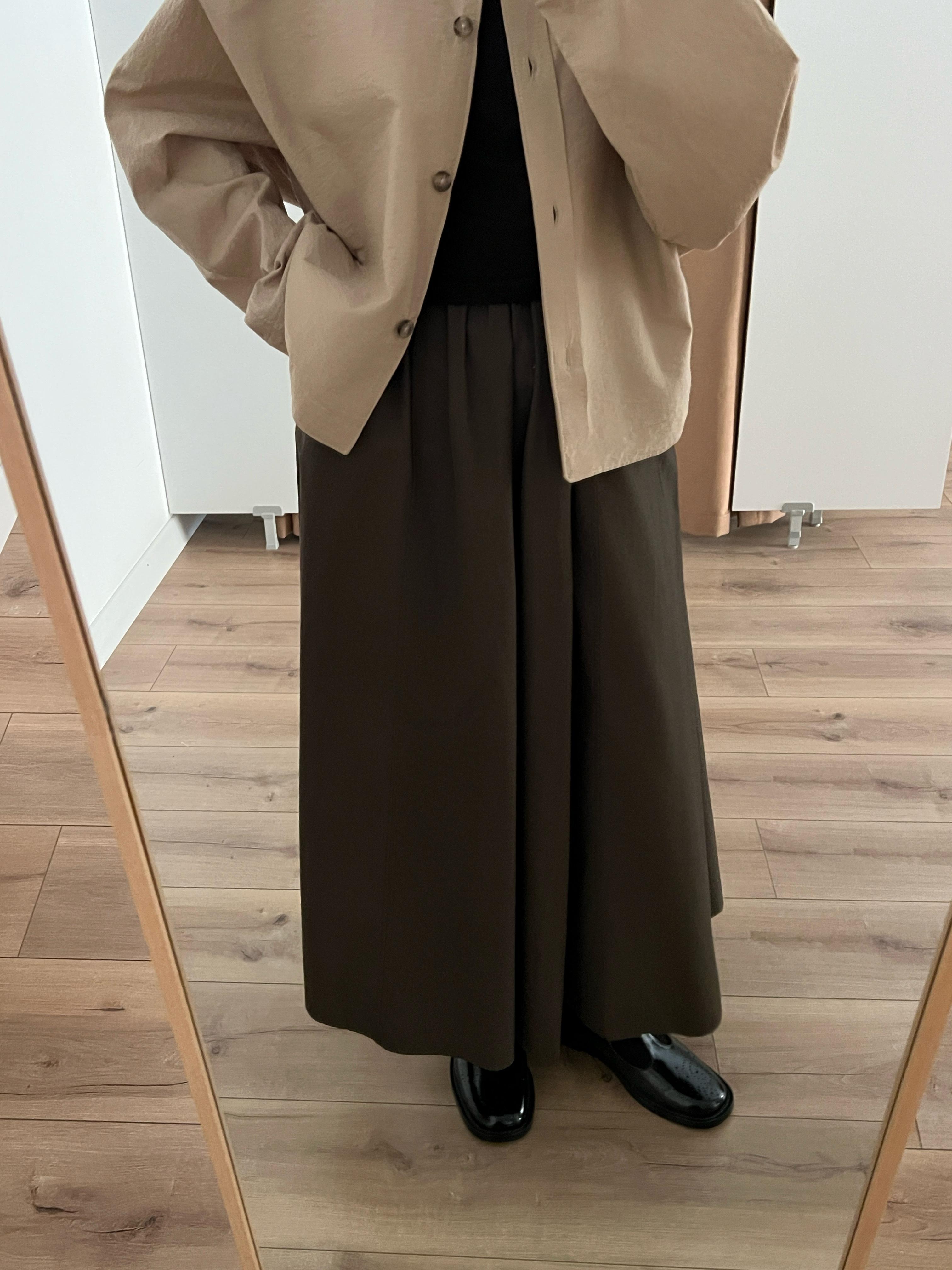 Parçalı Poplin Etek  - olivewood