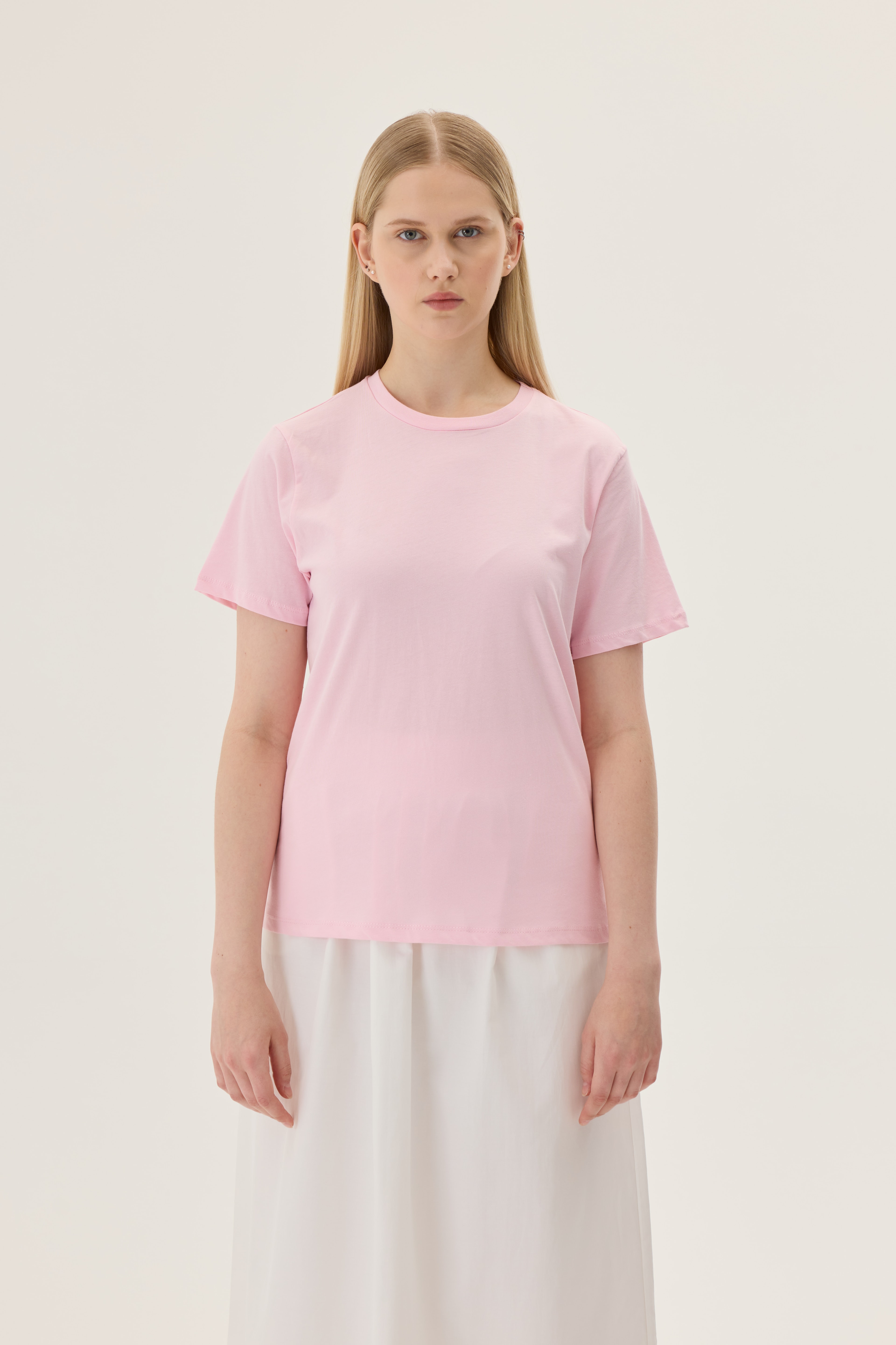 Basic Crew Neck T-shirt - cheery blossom