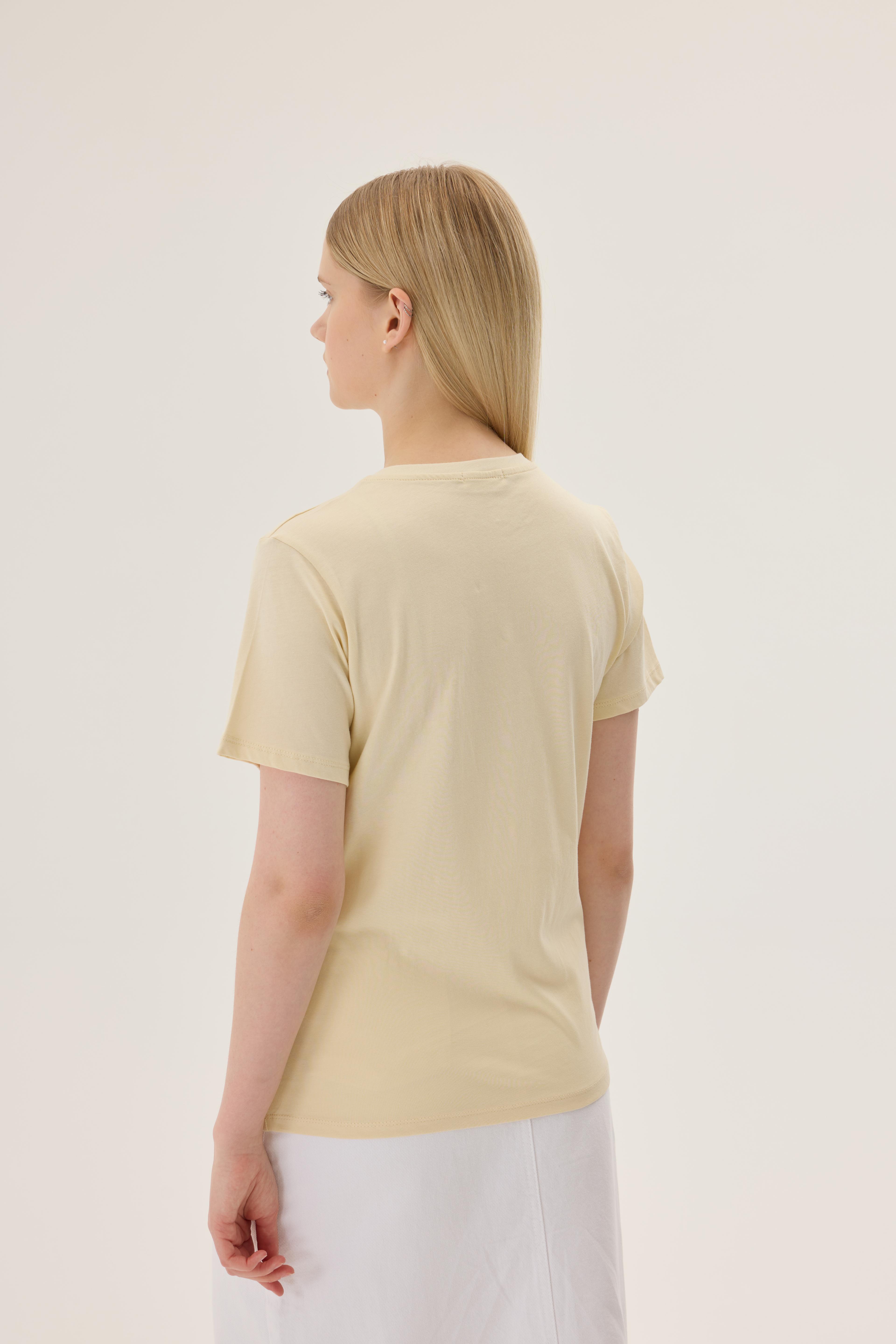 Basic Bisiklet Yaka T-shirt - cornsilk