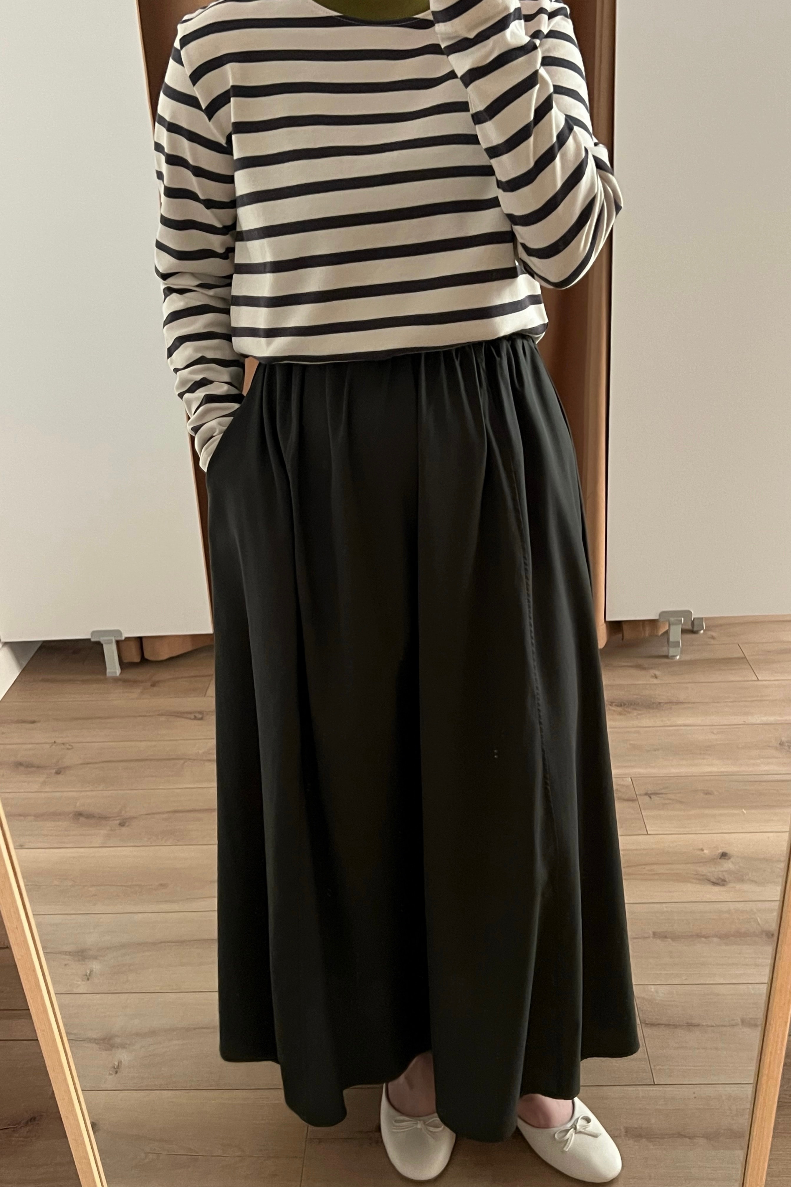 Parçalı Poplin Etek  - moss green