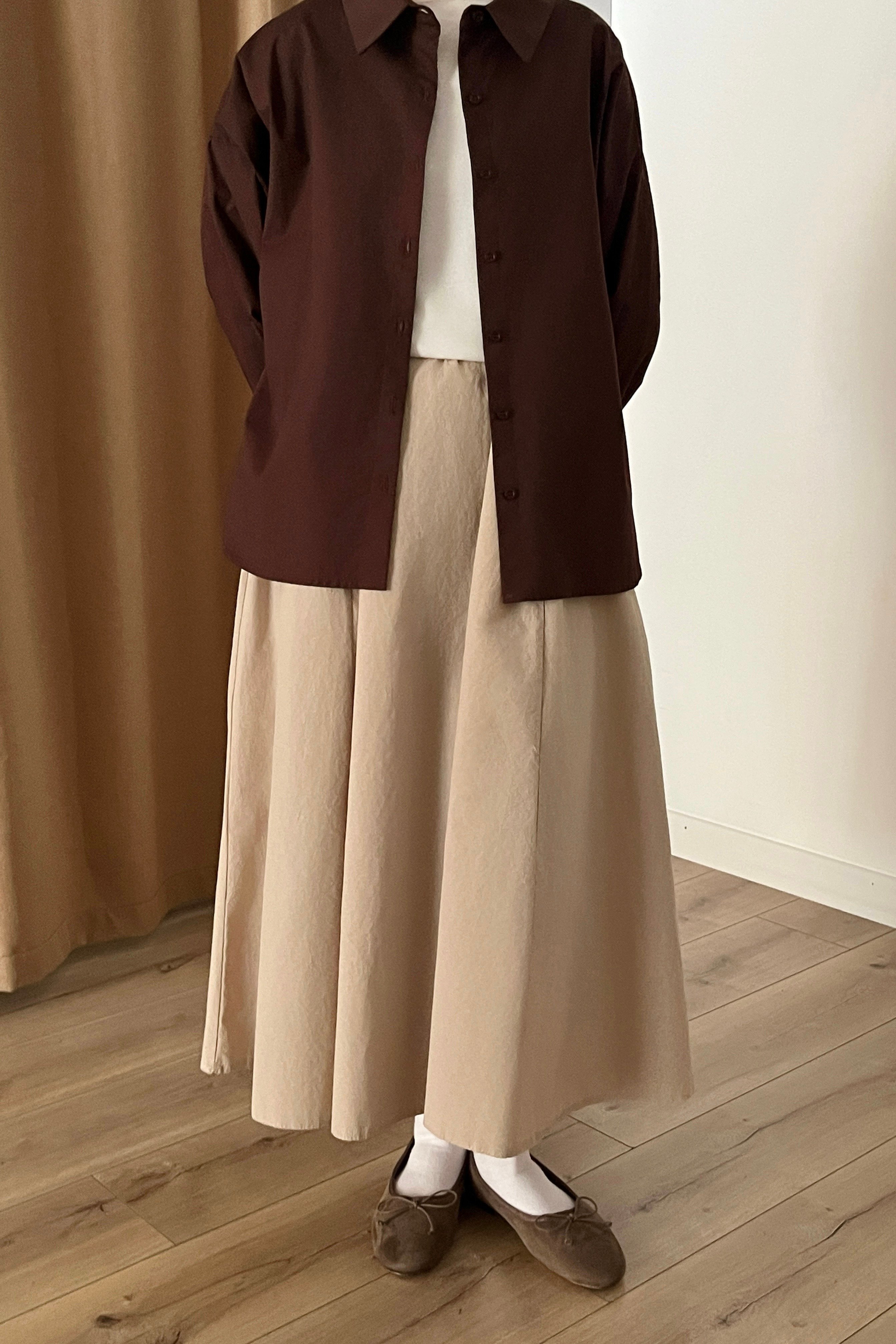 Yumuşak pamuklu etek  - warm beige