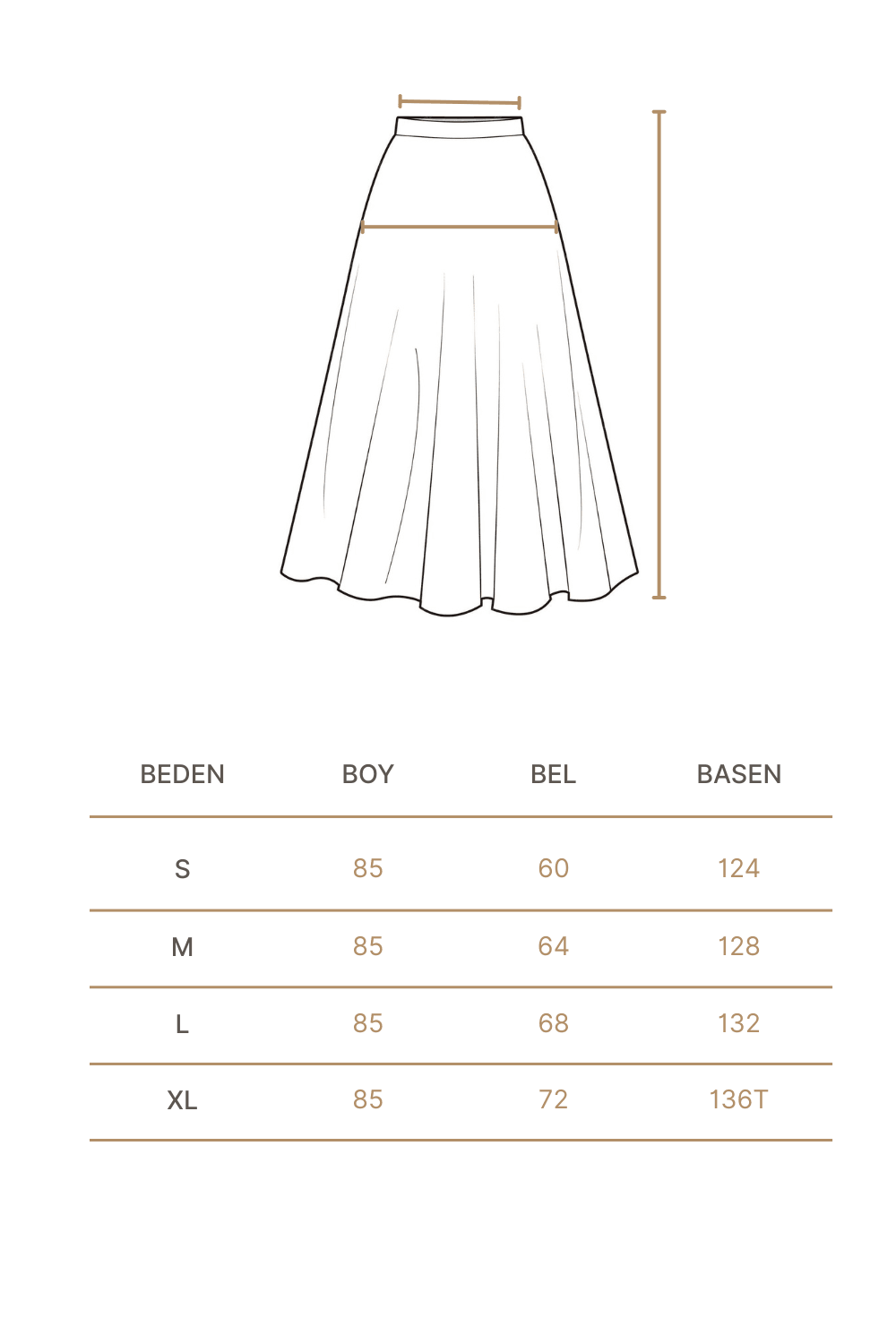 Keten dokulu etek - milk beige