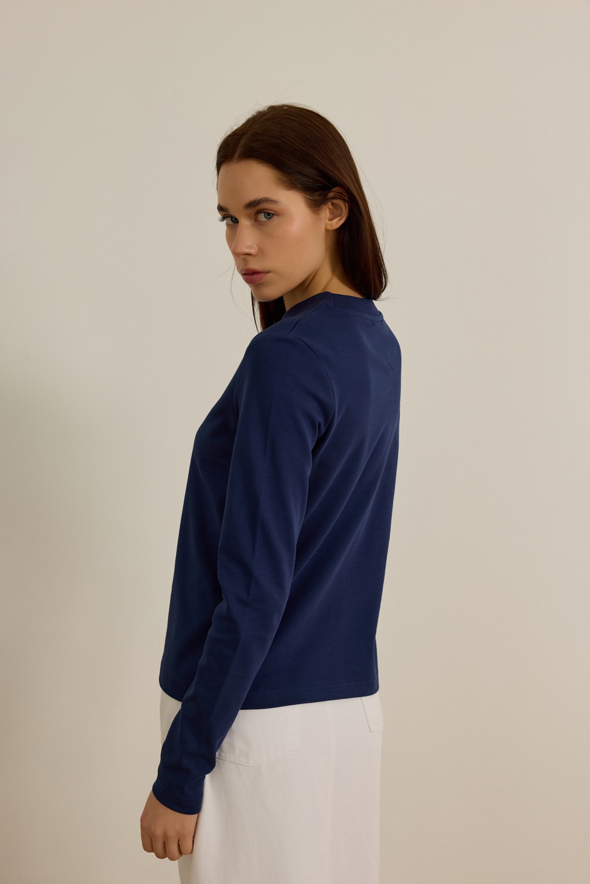 Yakası ribana detaylı pamuklu t–shirt  - deep navy
