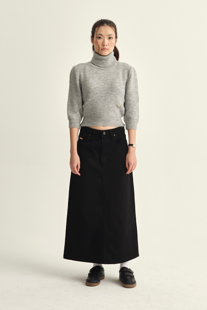 Turtleneck Half Sleeve Sweater - titanium