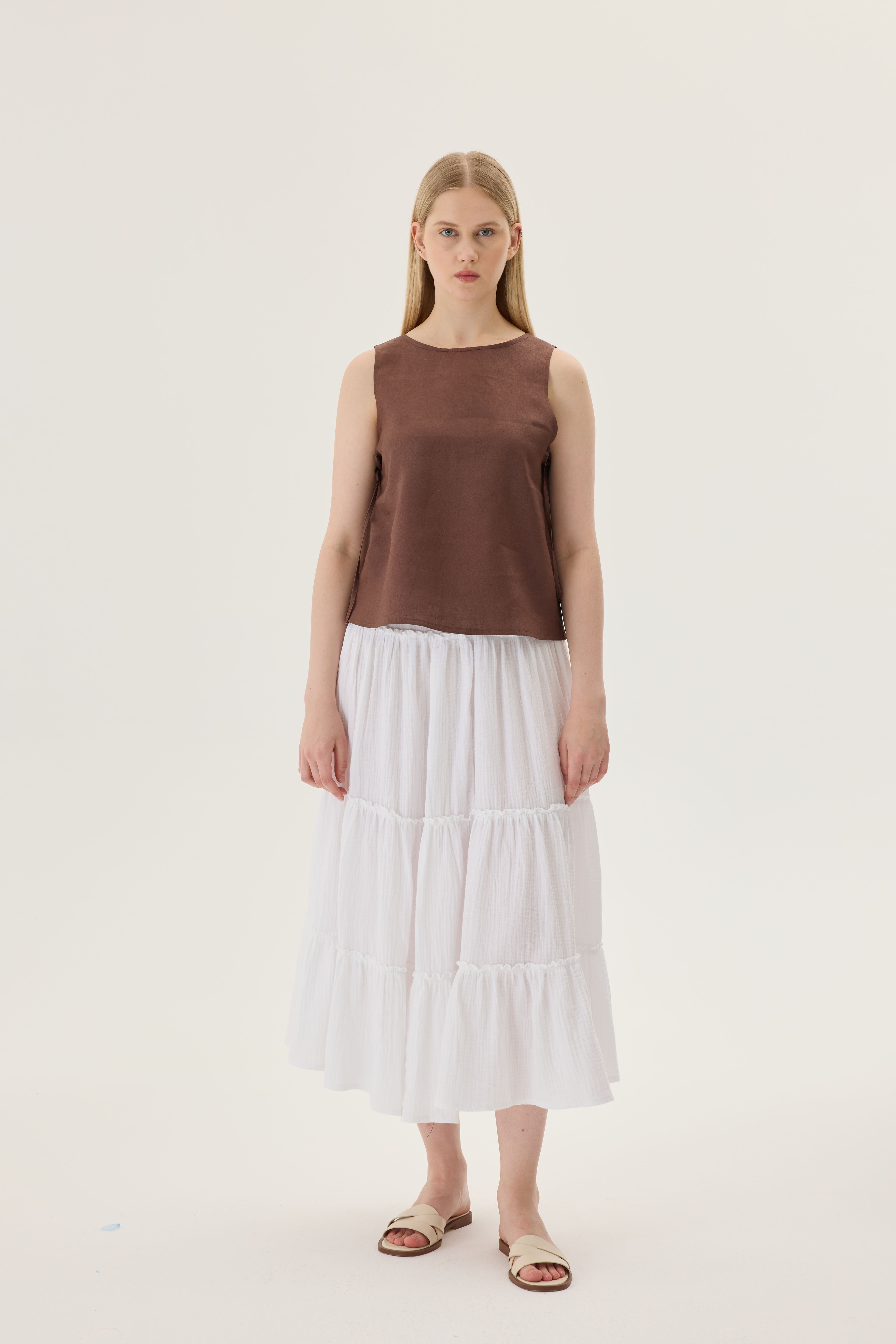 Muslin Layered Skirt - white