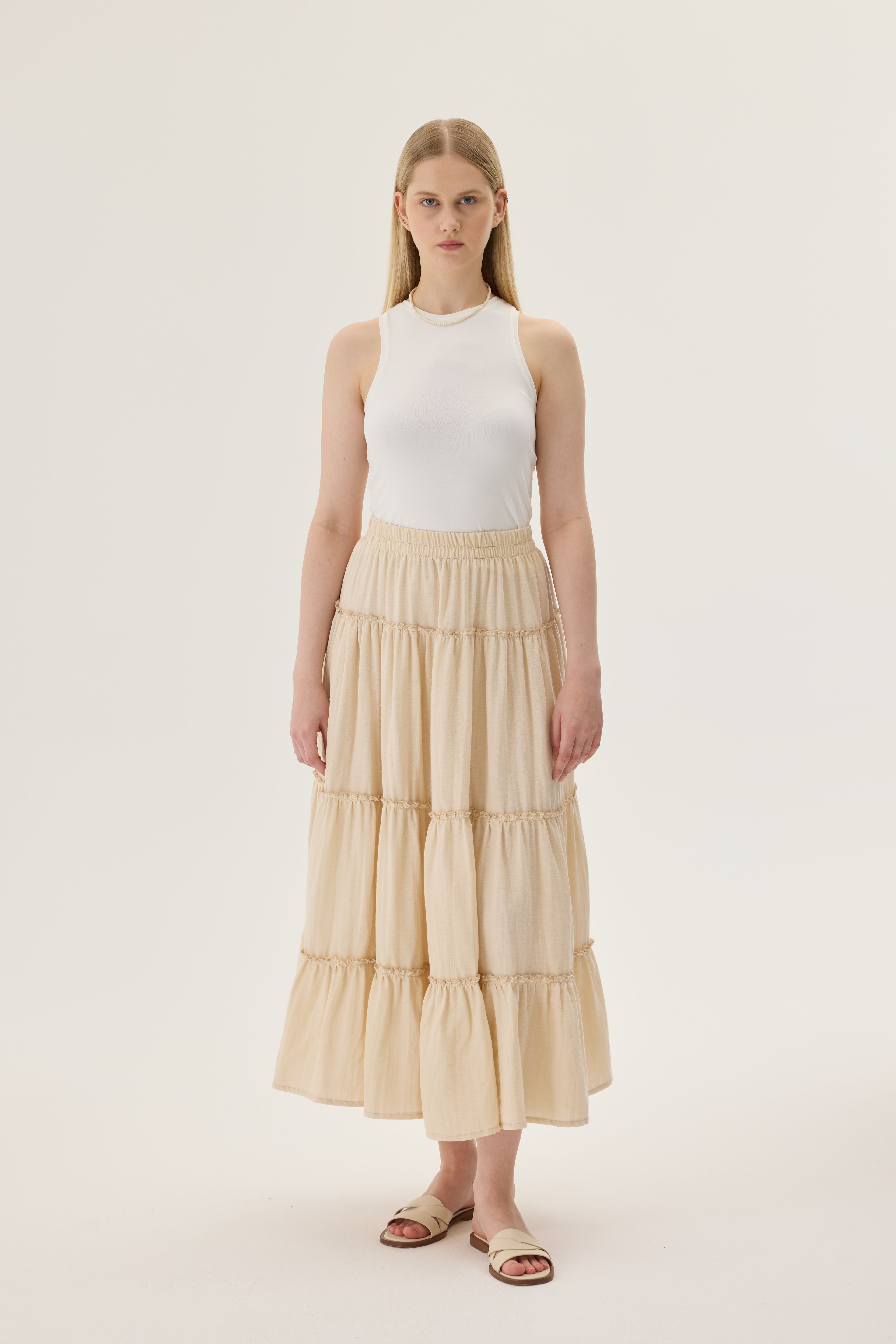 Muslin Layered Skirt - eggnog