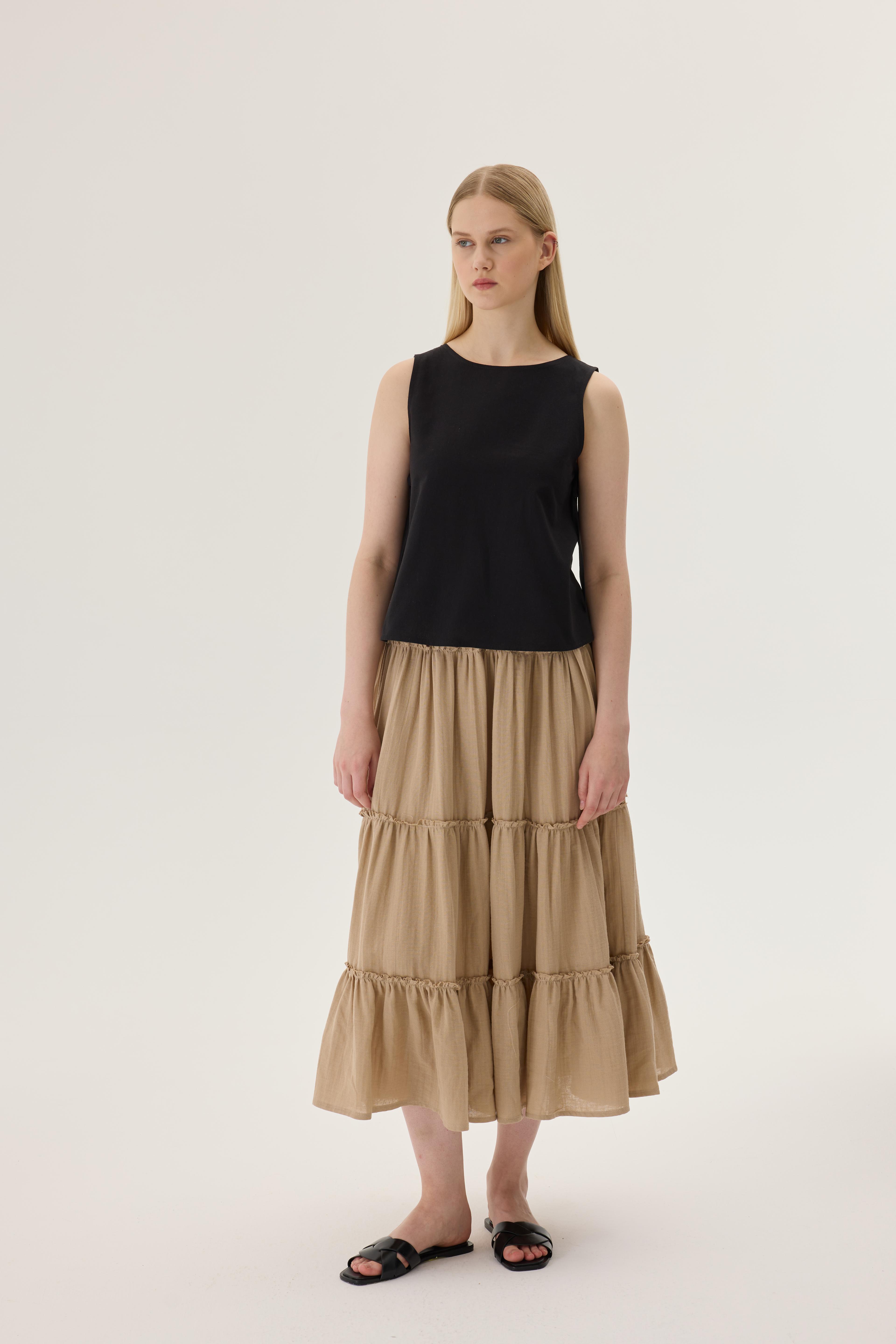 Muslin Layered Skirt - honey blond