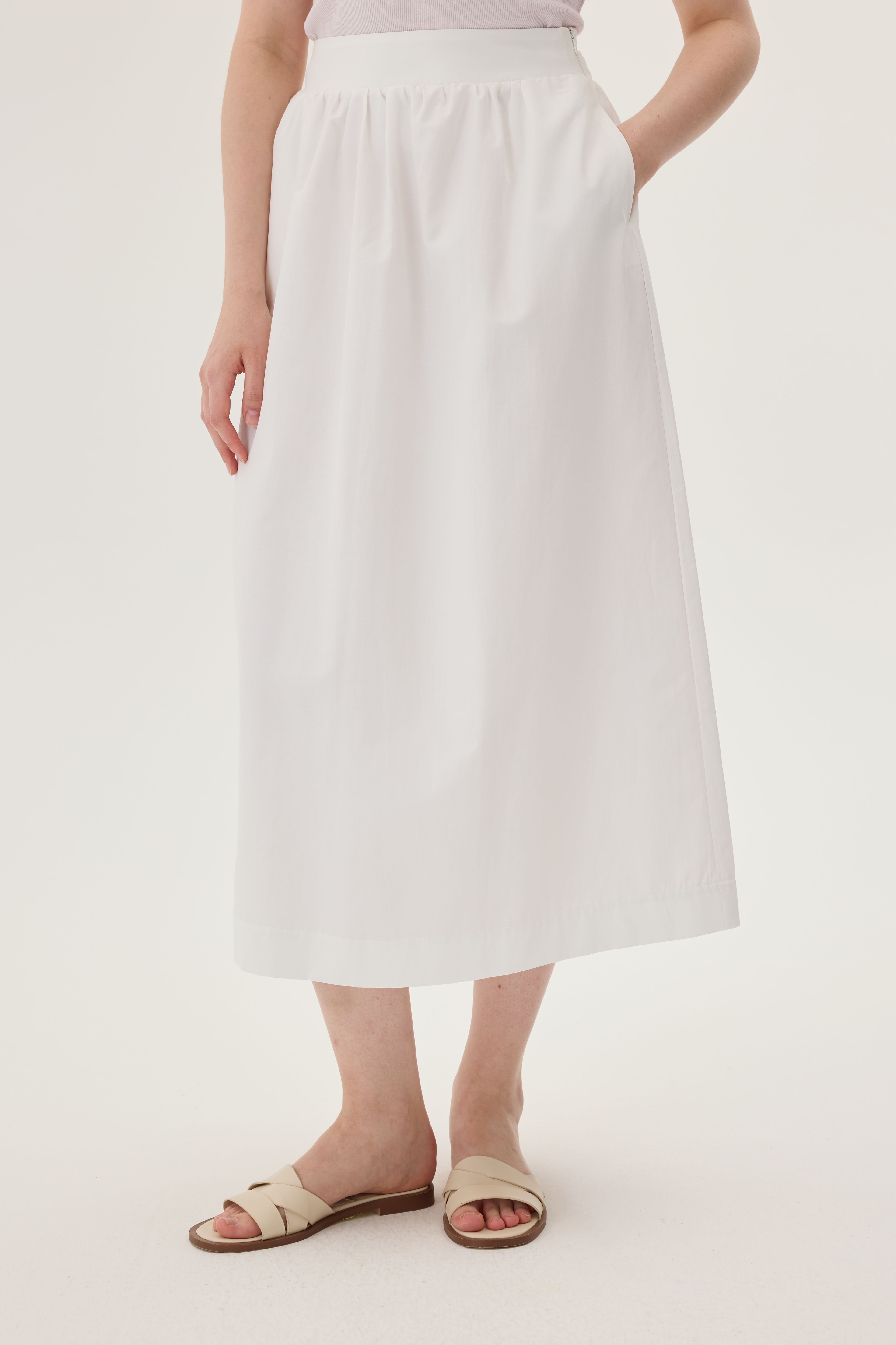 Poplin Etek - off–white